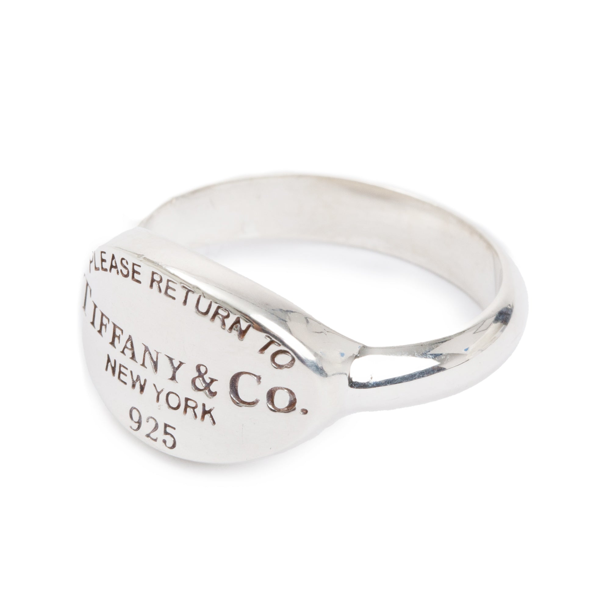 Tiffany & Co. Sterling Silver Return to Tiffany Oval Tag Ring, Ring Size 5.5