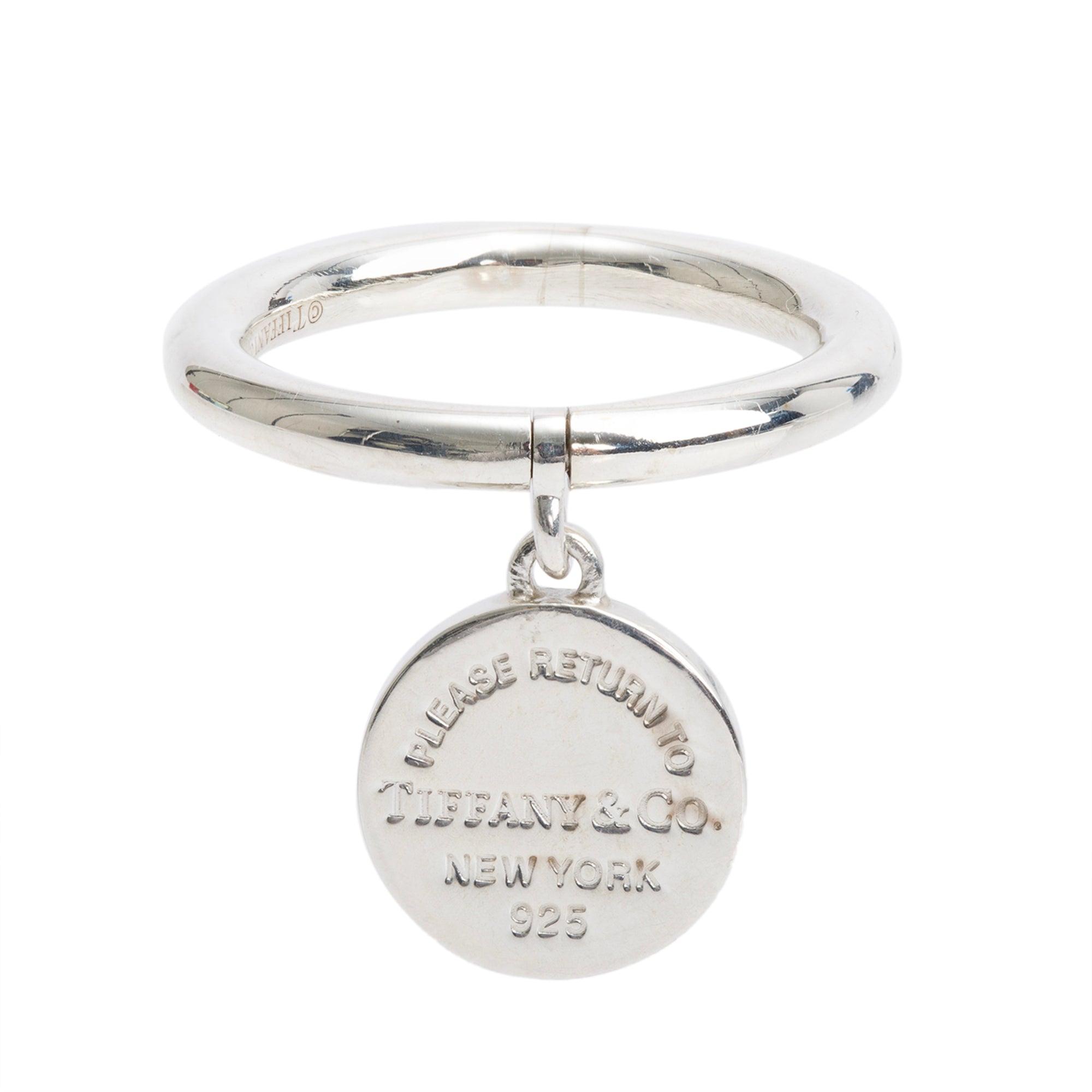 Tiffany & Co. Sterling Silver Return to Tiffany Round Tag Charm Ring, Size 5.5