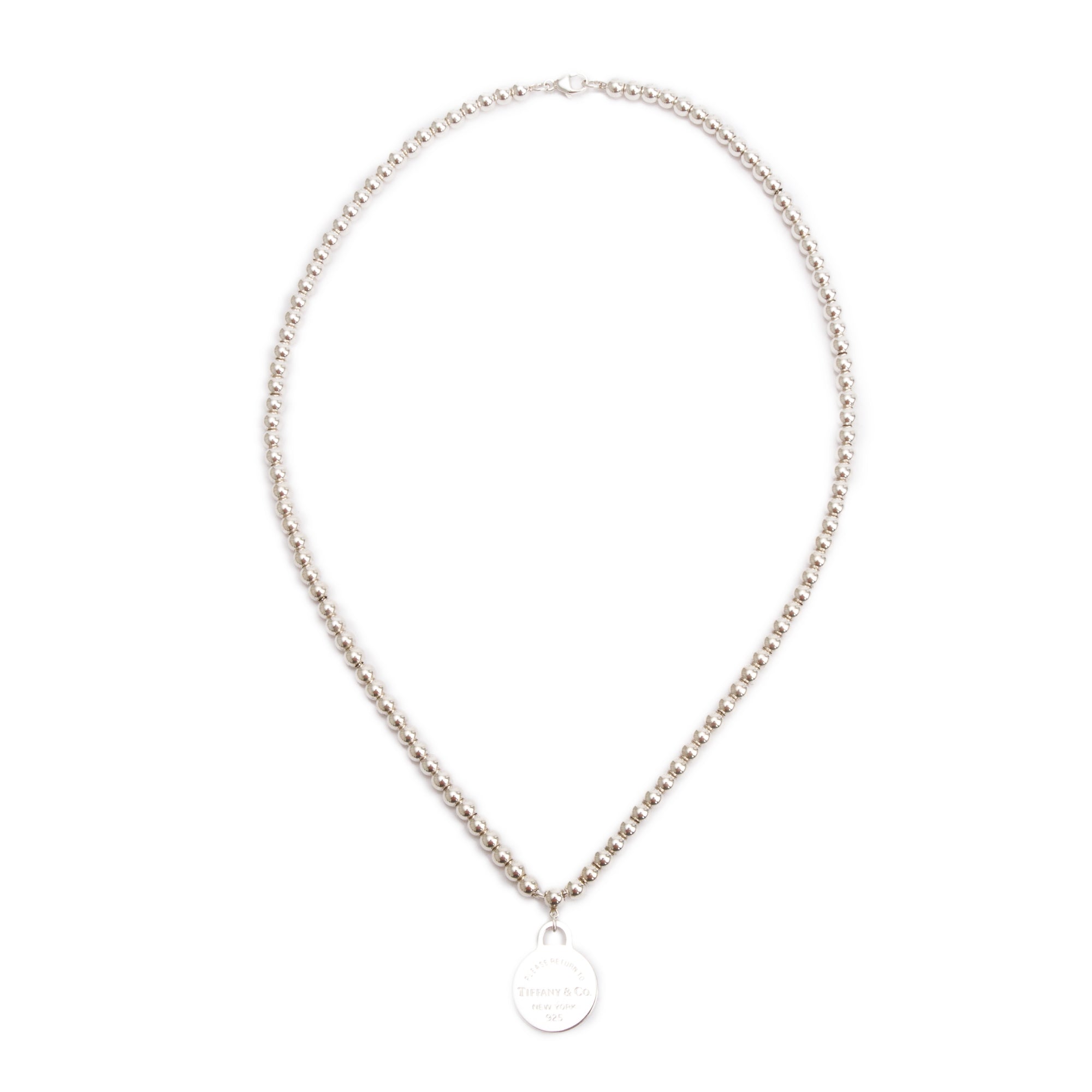 Tiffany & Co. Sterling Silver Return to Tiffany Small Round Tag 4MM Bead Necklace