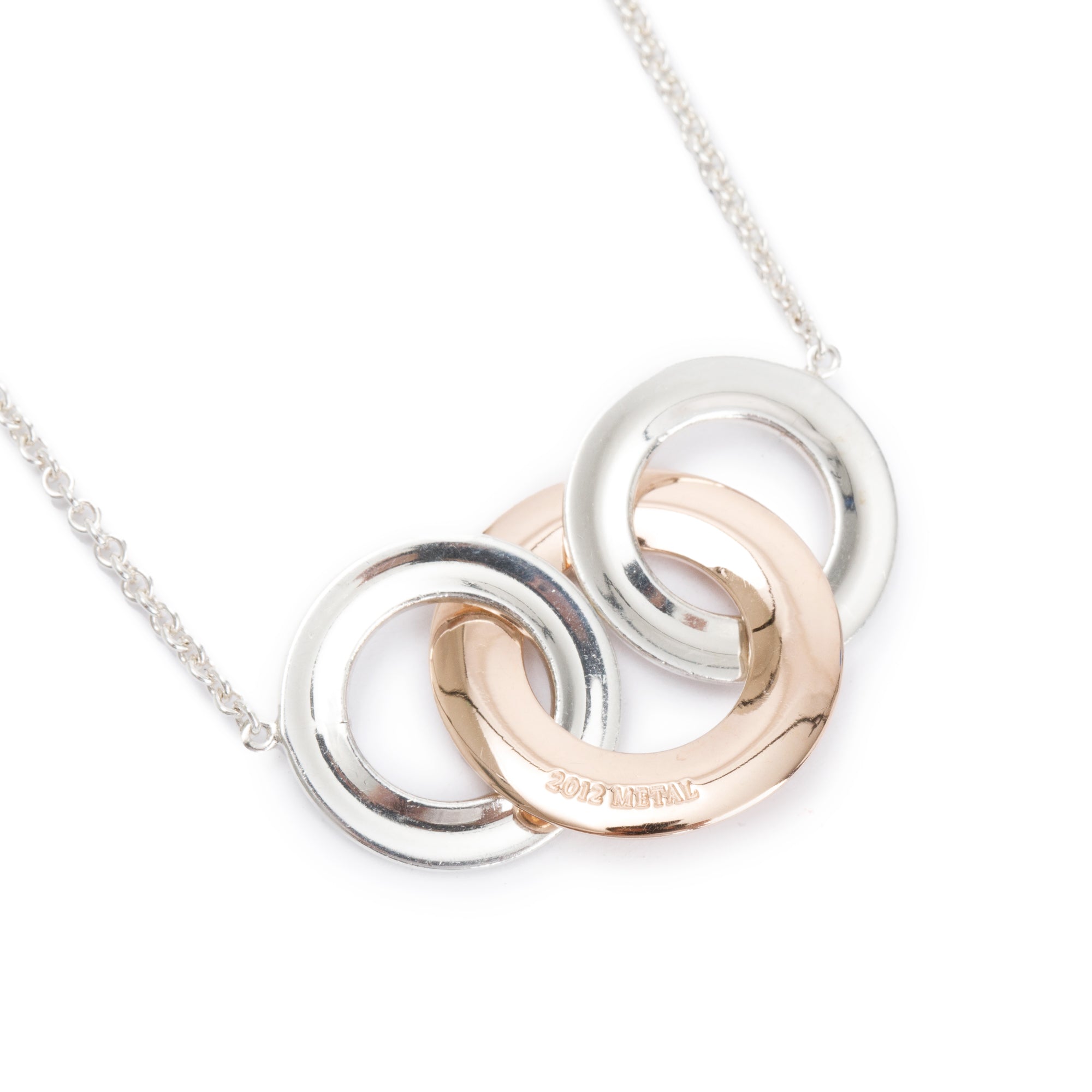 Tiffany & Co. Sterling Silver & Rubedo Metal 1837 Interlocking Circles Necklace