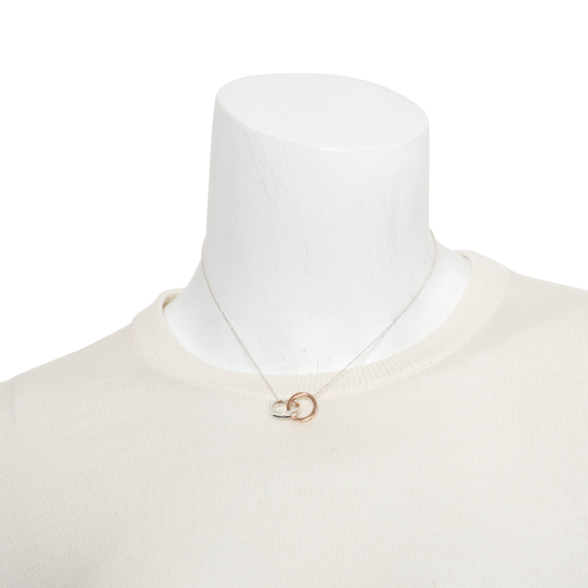 Tiffany & Co. Sterling Silver & Rubedo Metal 1837 Interlocking Circles Pendant Necklace