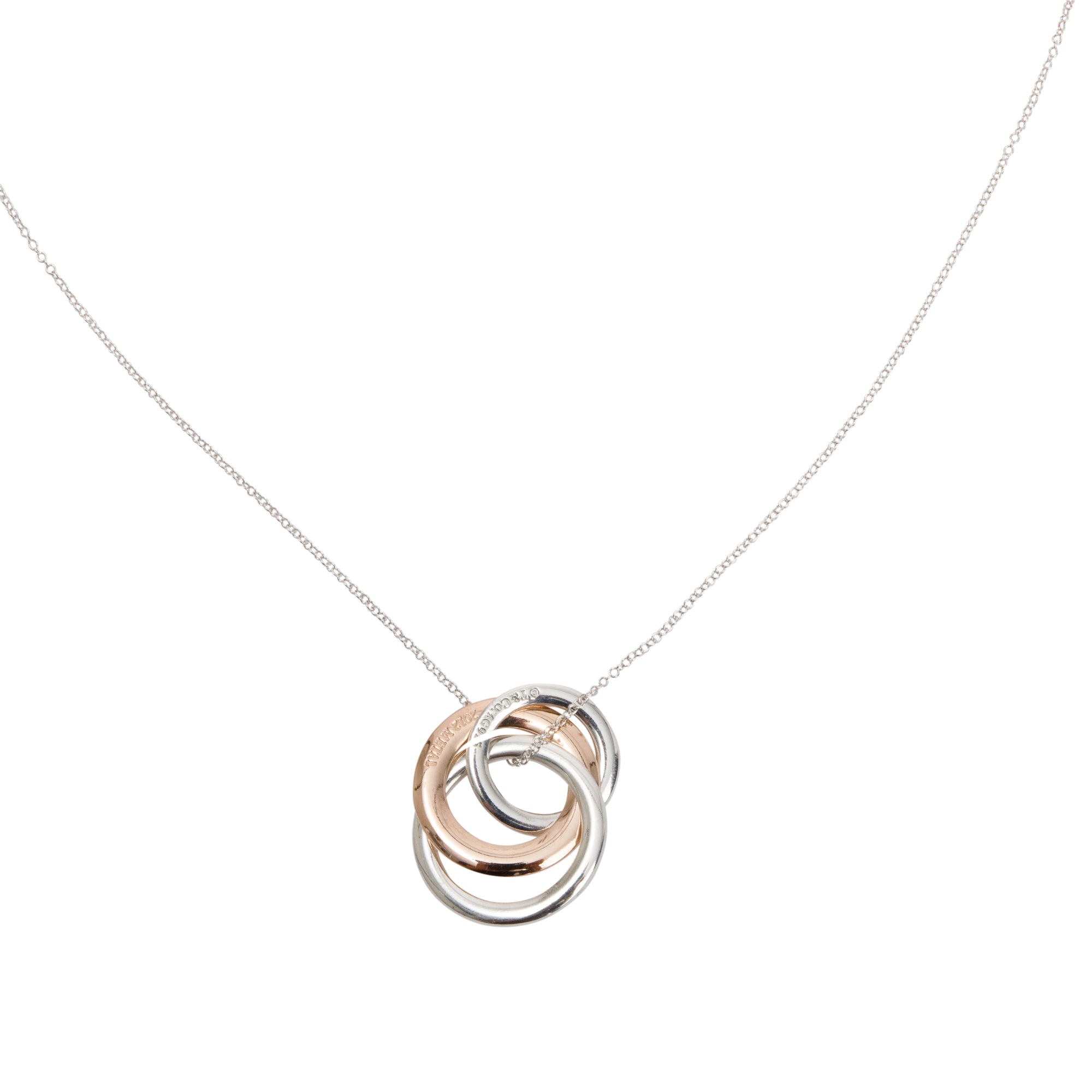 Tiffany & Co. Sterling Silver & Rubedo Metal 1837 Interlocking Circles Pendant Necklace