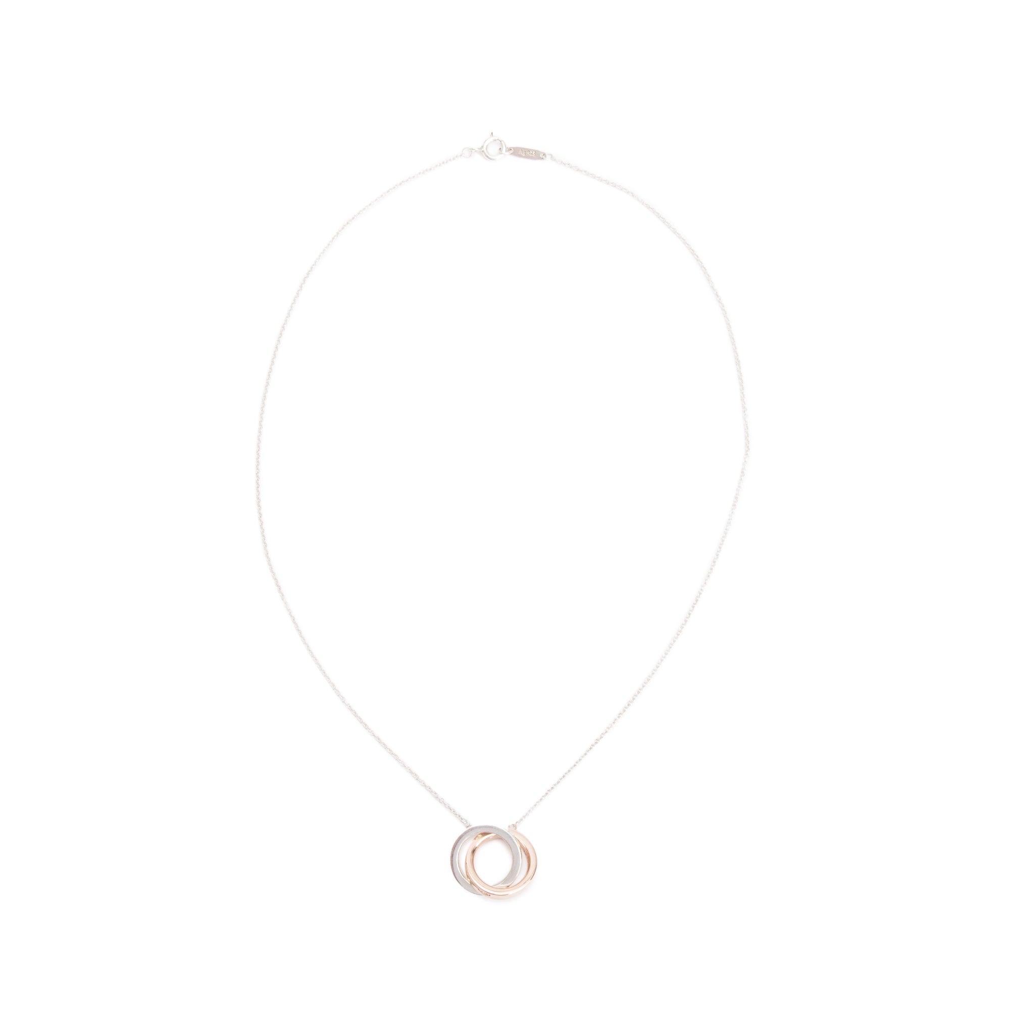 Tiffany & Co. Sterling Silver & Rubedo Metal 1837 Interlocking Circles Pendant Necklace