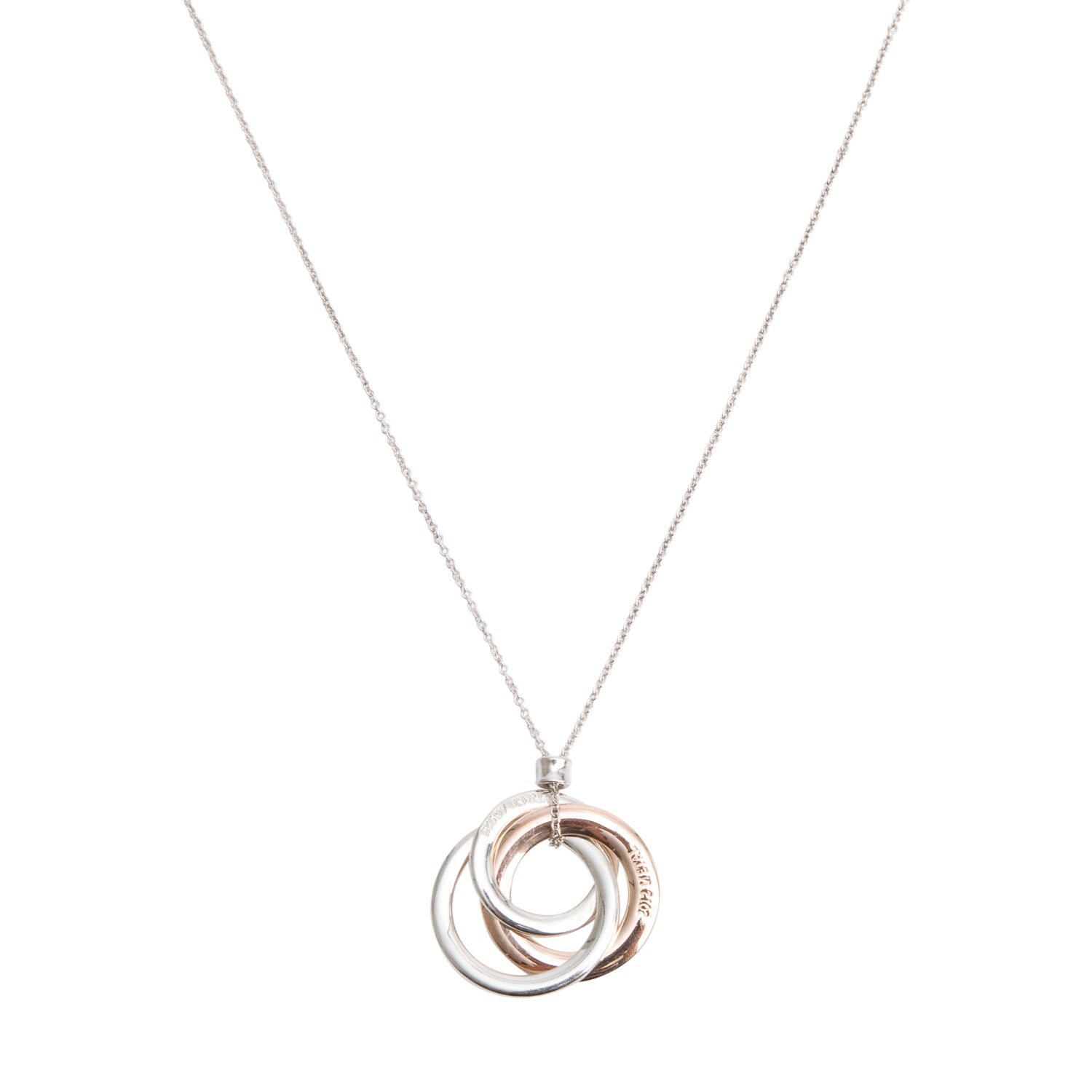 Tiffany & Co. Sterling Silver & Rubedo Metal 1837 Interlocking Circles Pendant Necklace