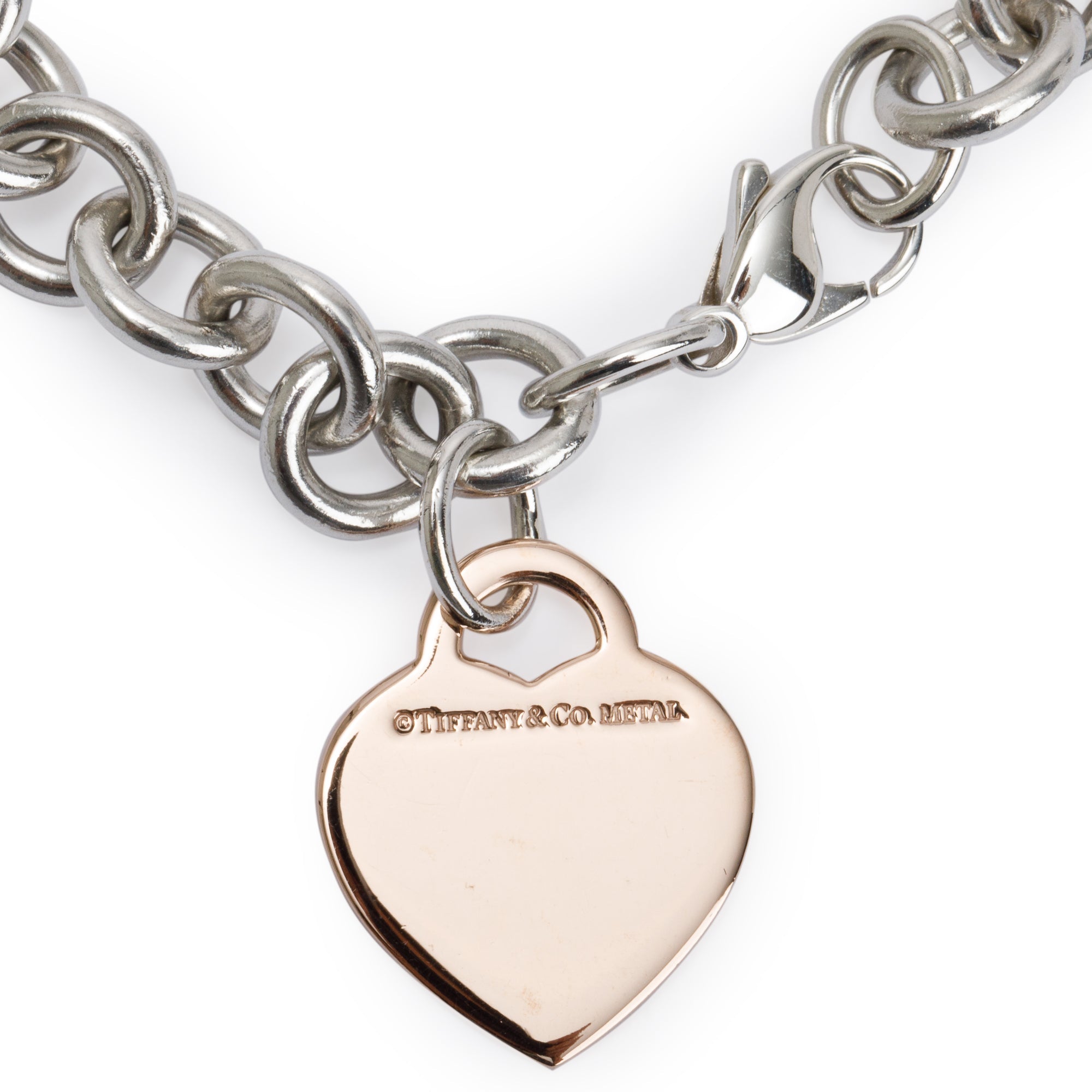 Tiffany & Co. Sterling Silver & Rubedo Metal Return to Tiffany Heart Tag Charm Bracelet