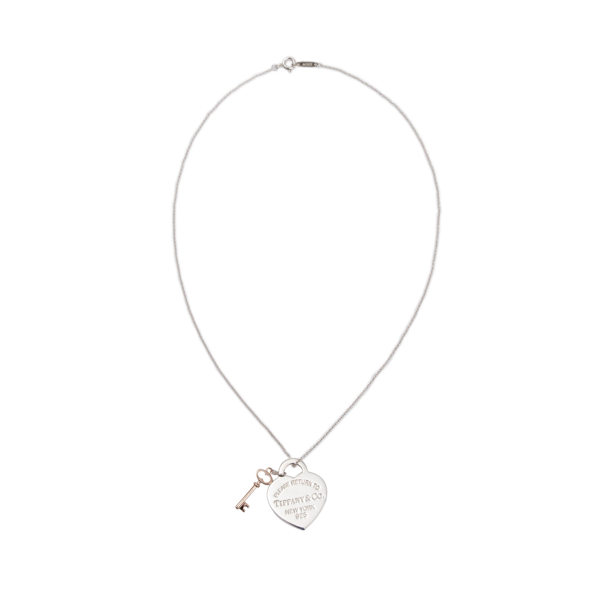 Tiffany & Co. Sterling Silver & Rubedo Metal Return to Tiffany Heart Tag & Key Pendant Necklace