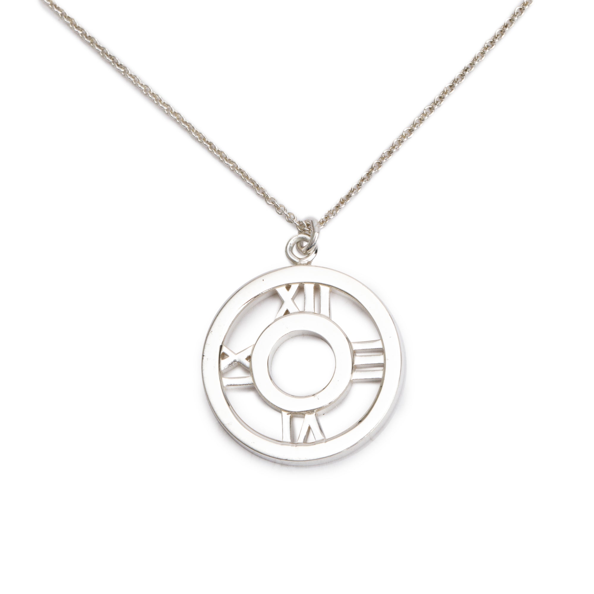 Tiffany & Co. Sterling Silver Small Atlas Pierced Circle Pendant Necklace