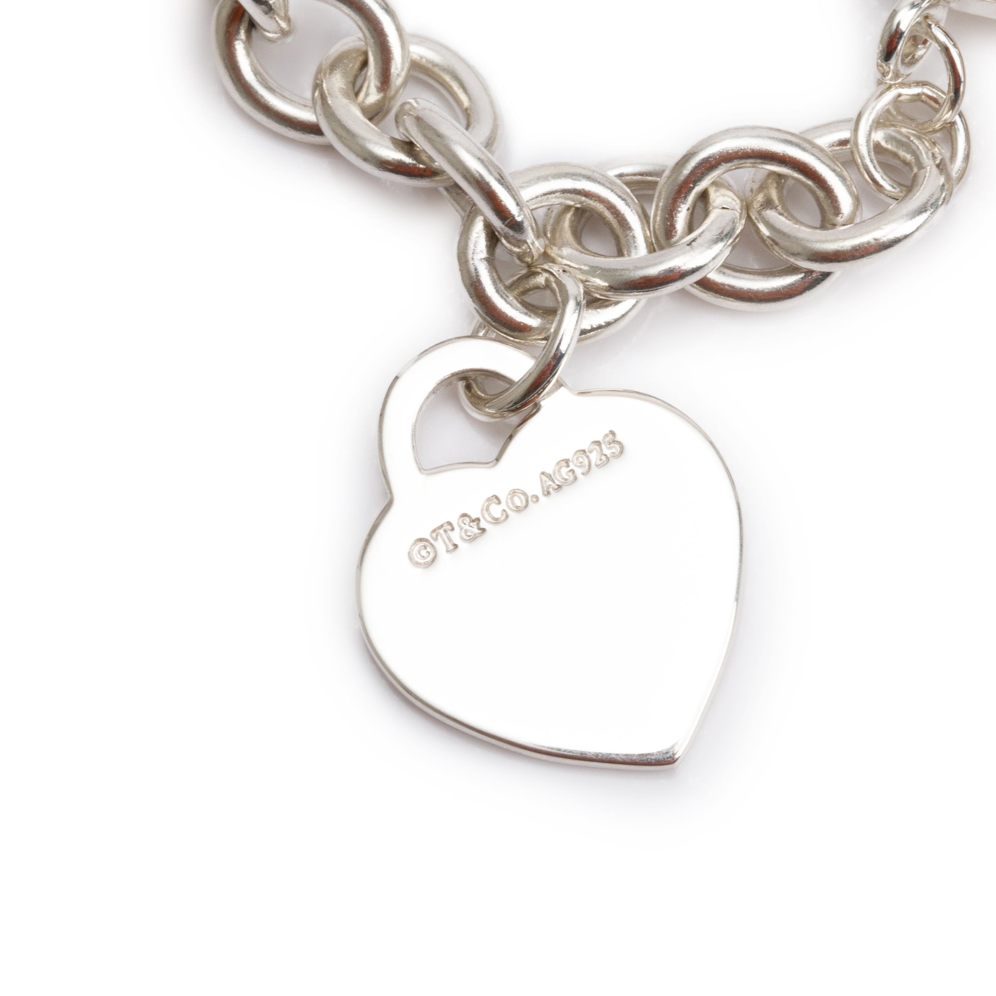 Tiffany & Co. Sterling Silver Small Heart Tag Charm Bracelet with Toggle Clasp