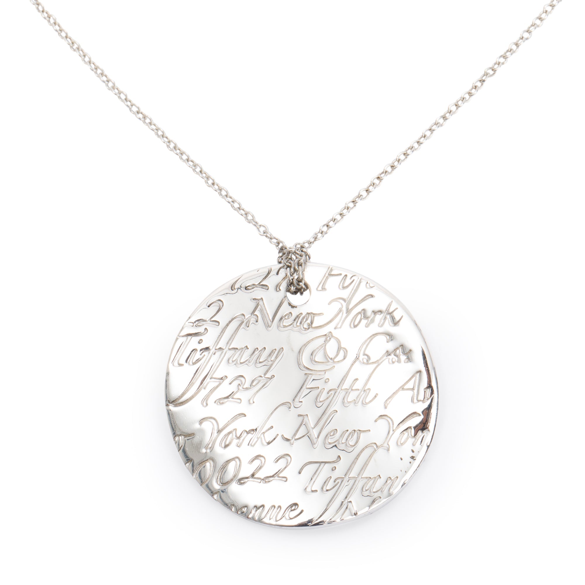 Tiffany & Co. Sterling Silver Small Notes Round Pendant Necklace
