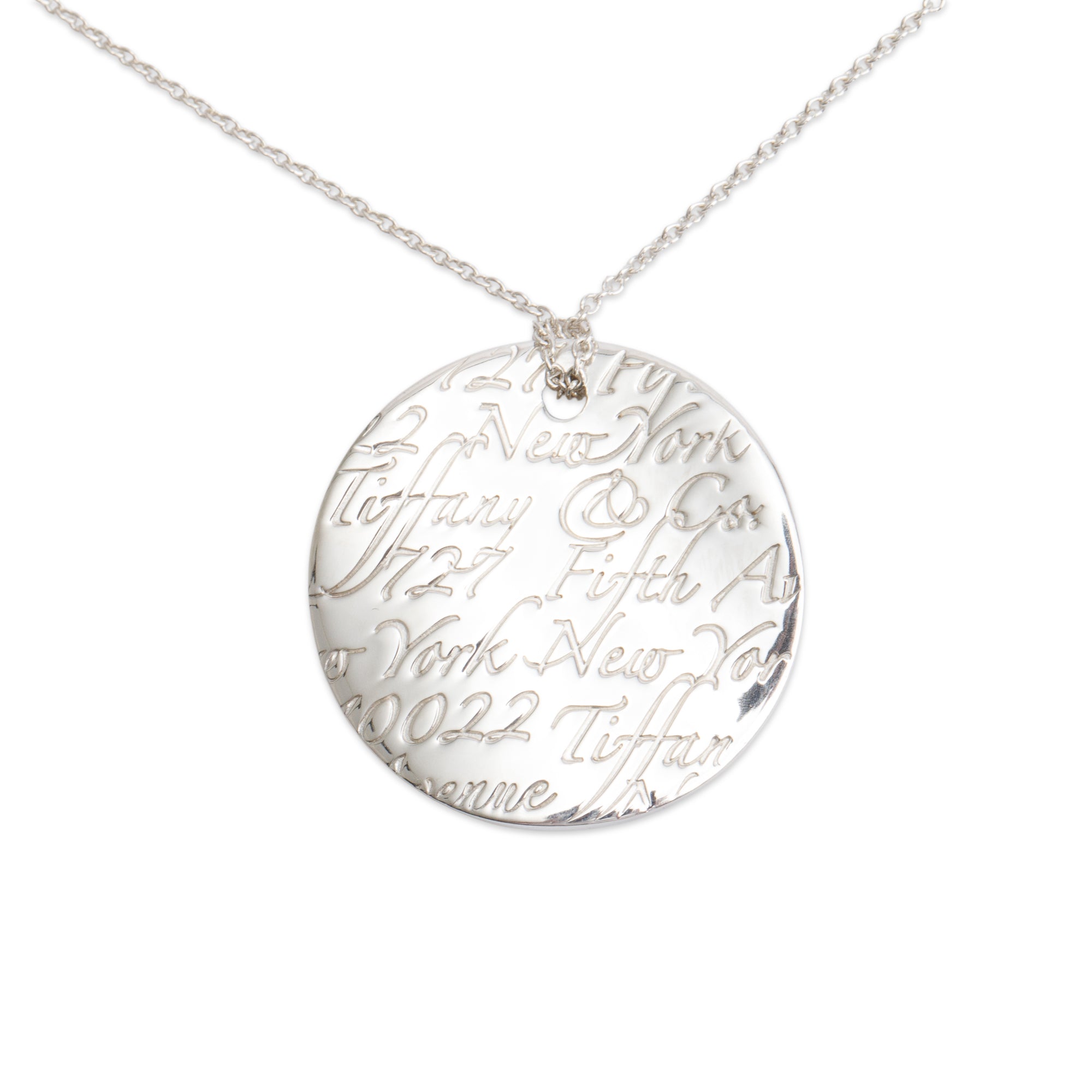 Tiffany & Co. Sterling Silver Small Notes Round Pendant Necklace