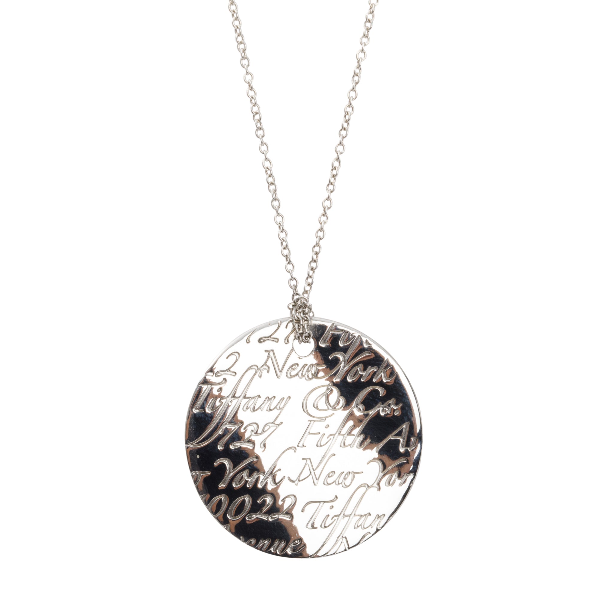 Tiffany & Co. Sterling Silver Small Notes Round Pendant Necklace