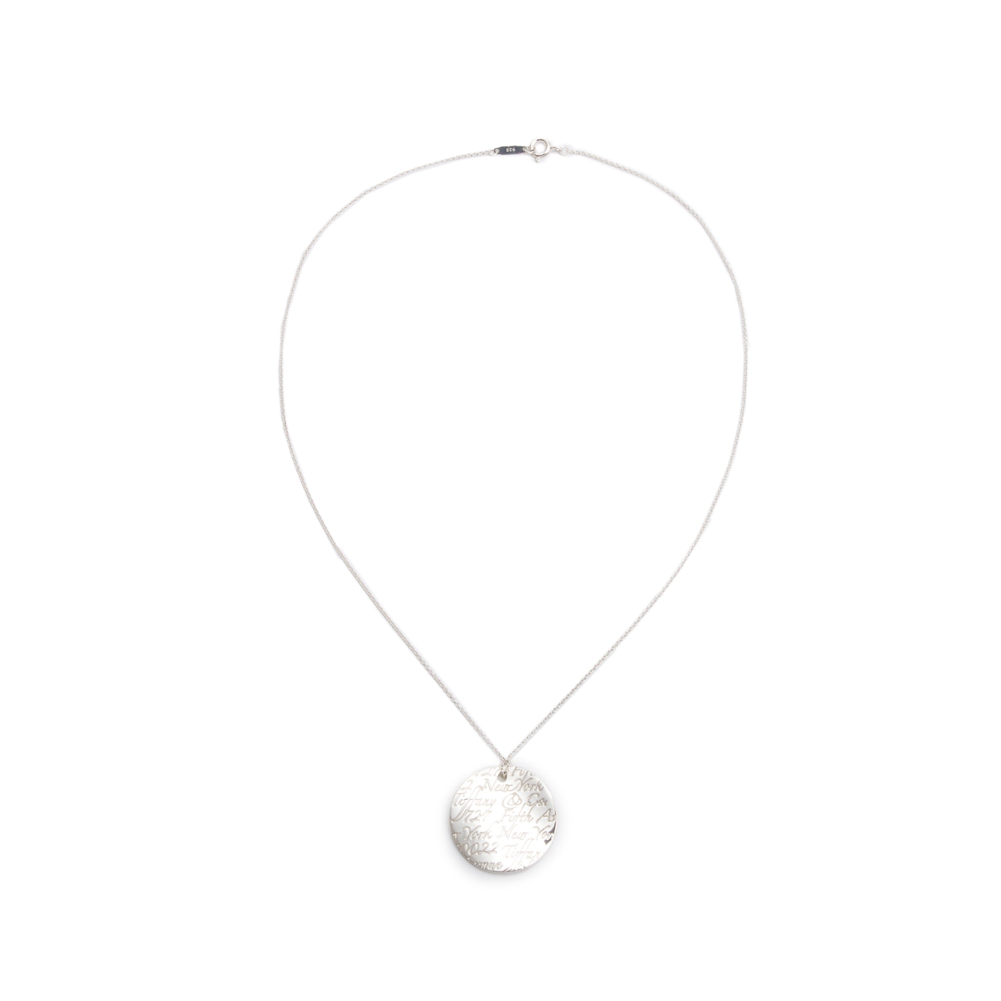 Tiffany & Co. Sterling Silver Small Notes Round Pendant Necklace