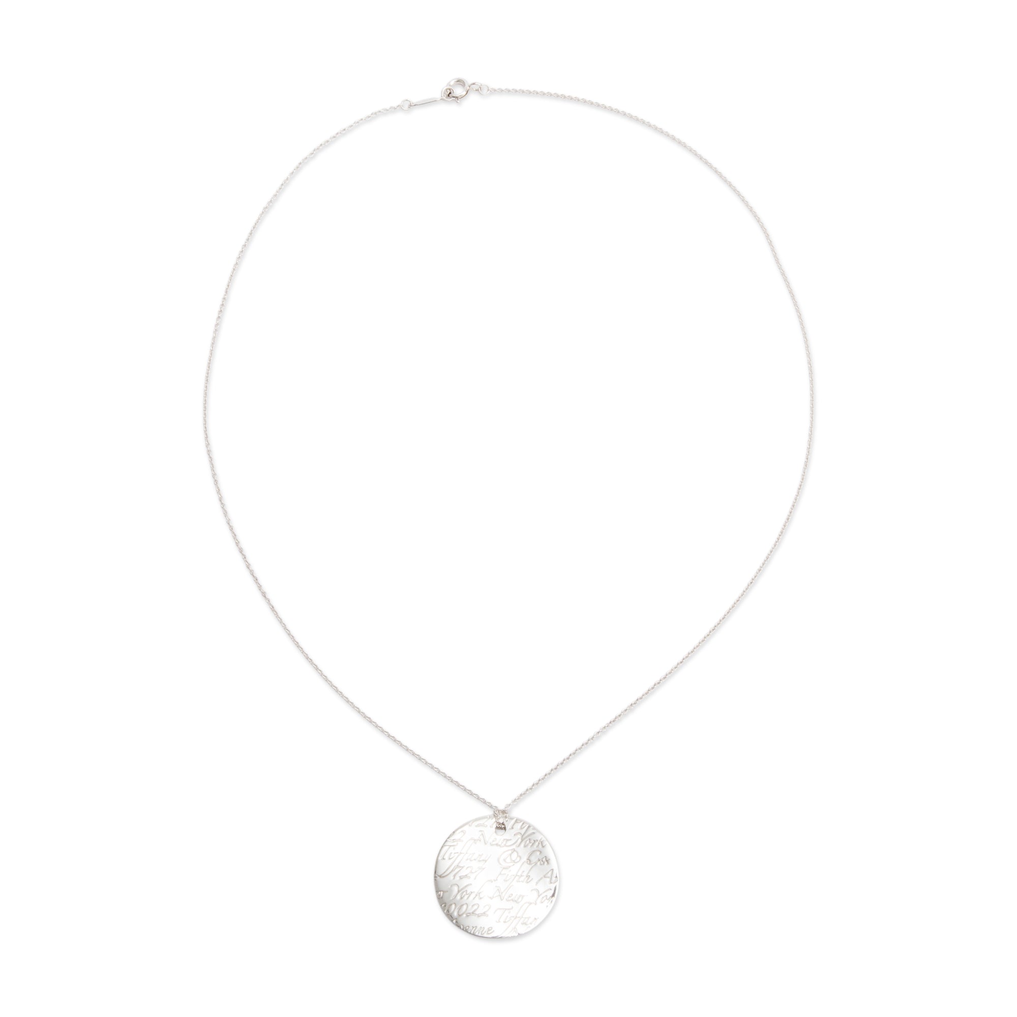 Tiffany & Co. Sterling Silver Small Notes Round Pendant Necklace