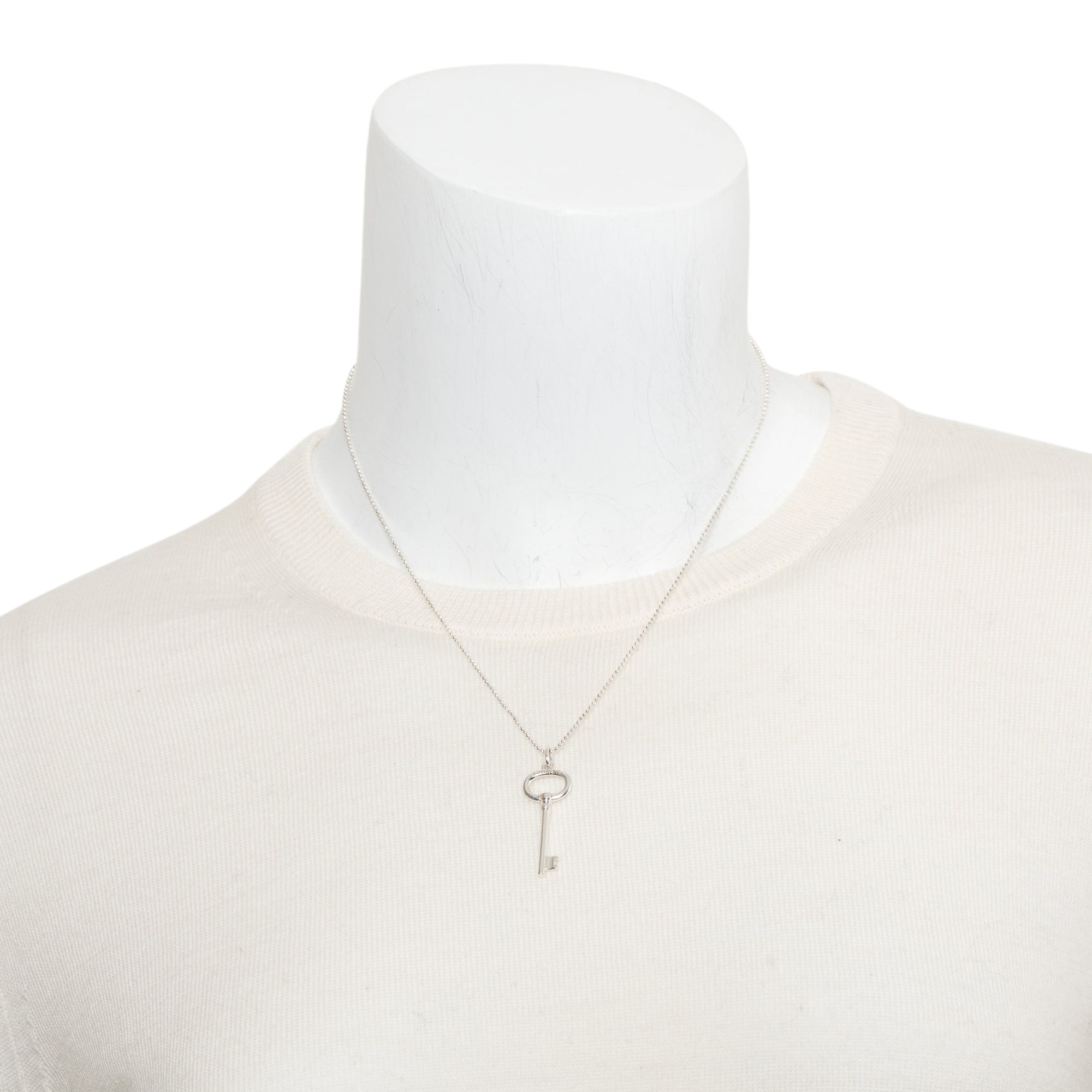 Tiffany & Co. Sterling Silver Small Oval Key Pendant Necklace
