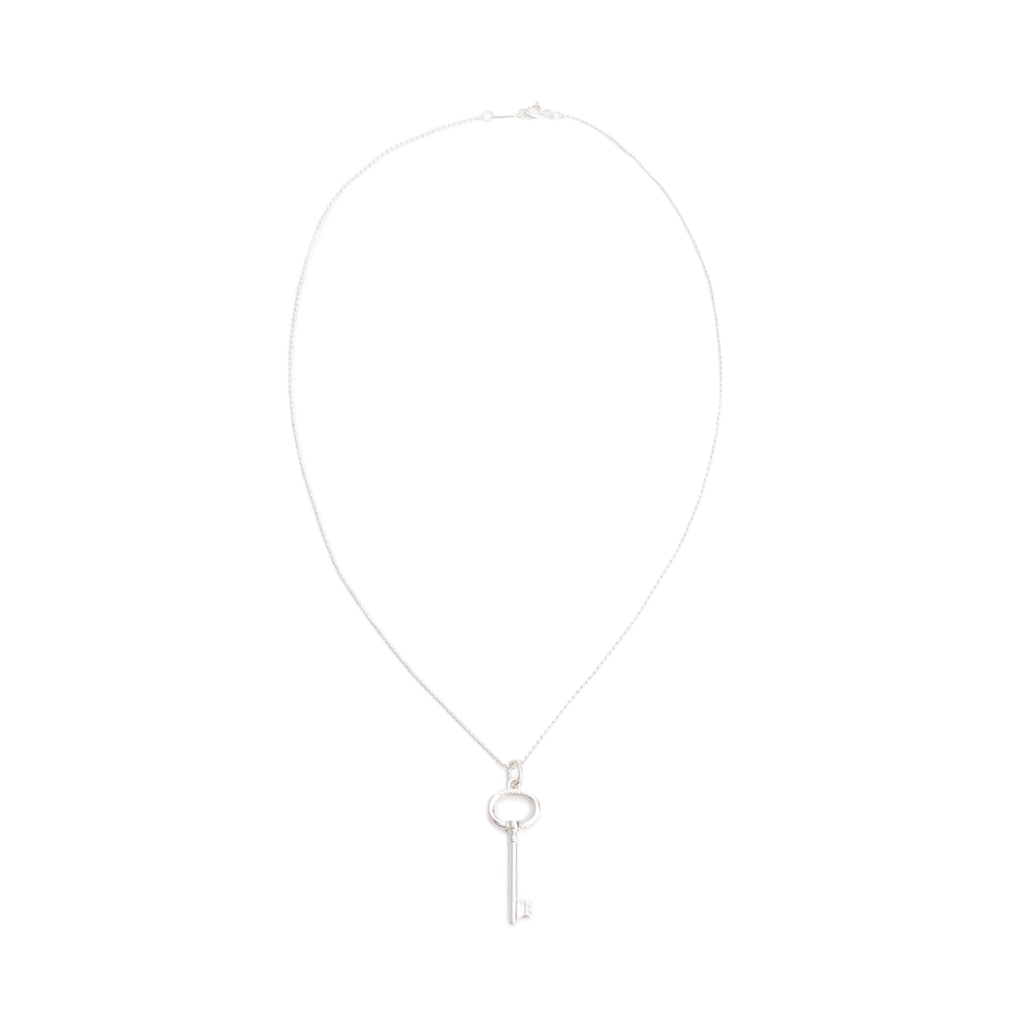 Tiffany & Co. Sterling Silver Small Oval Key Pendant Necklace
