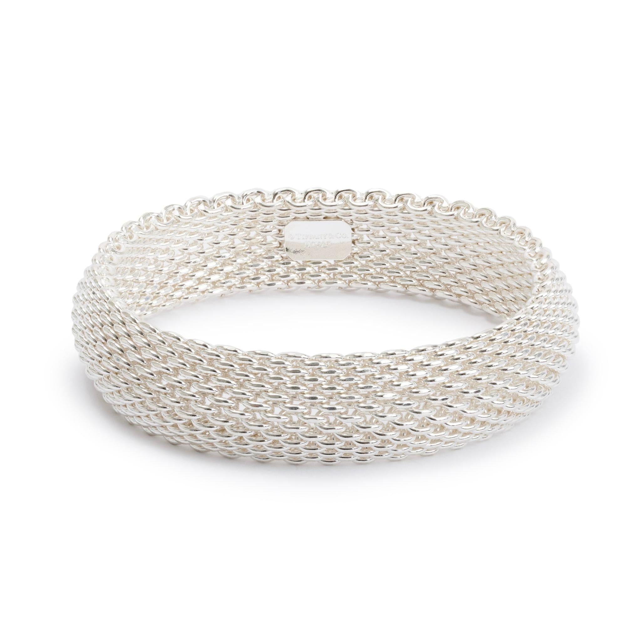 Tiffany & Co. Sterling Silver Somerset Bangle Bracelet w/ Box