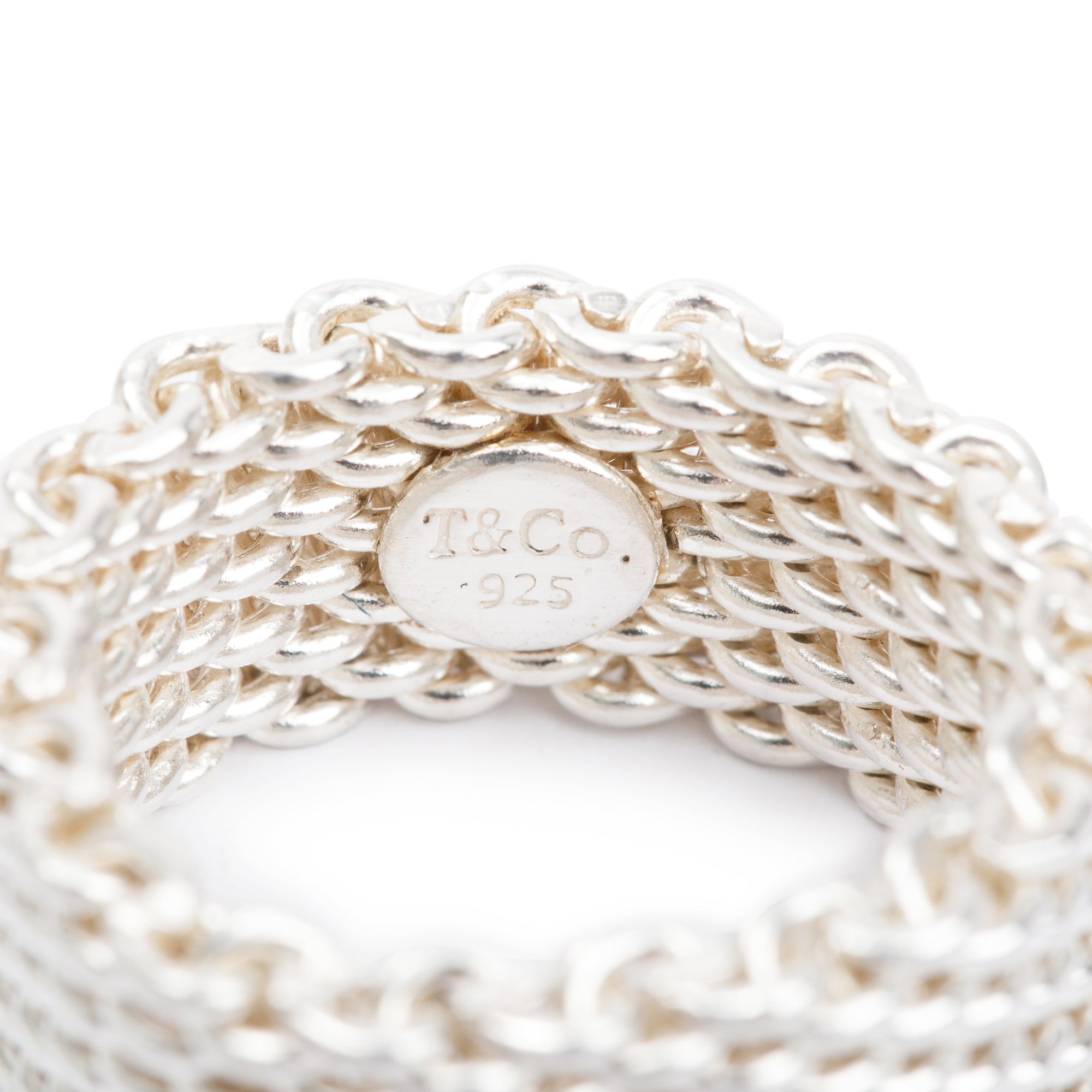 Tiffany & Co. Sterling Silver Somerset Mesh Ring, Size 5.75