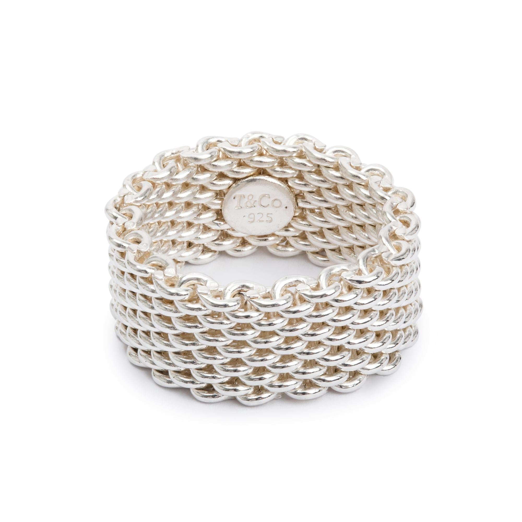 Tiffany & Co. Sterling Silver Somerset Mesh Ring, Size 5.75