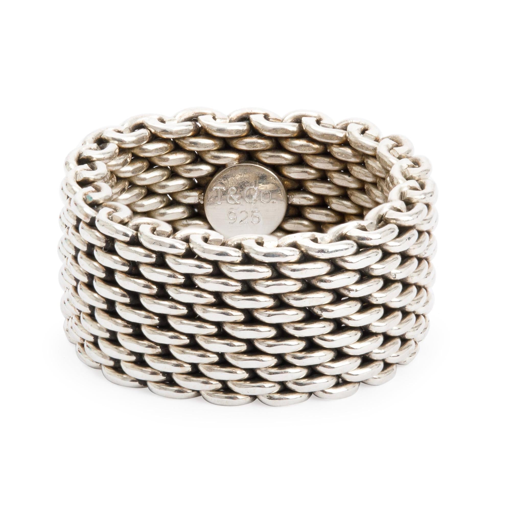 Tiffany & Co. Sterling Silver Somerset Mesh Ring, Size 6.5