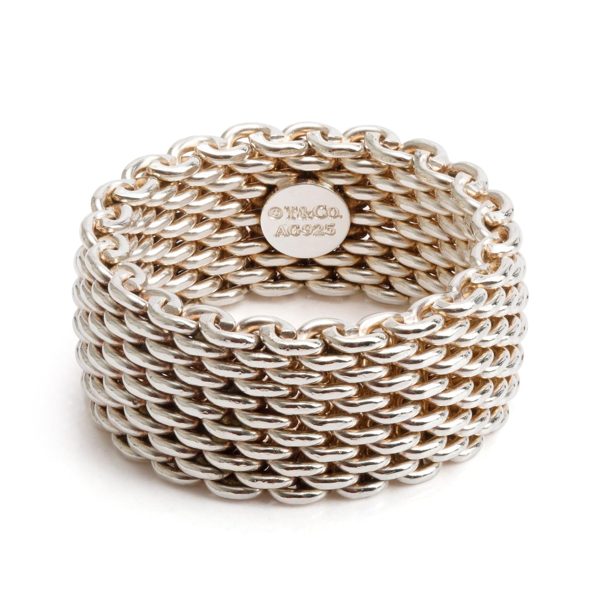 Tiffany & Co. Sterling Silver Somerset Mesh Ring, Size 7.75