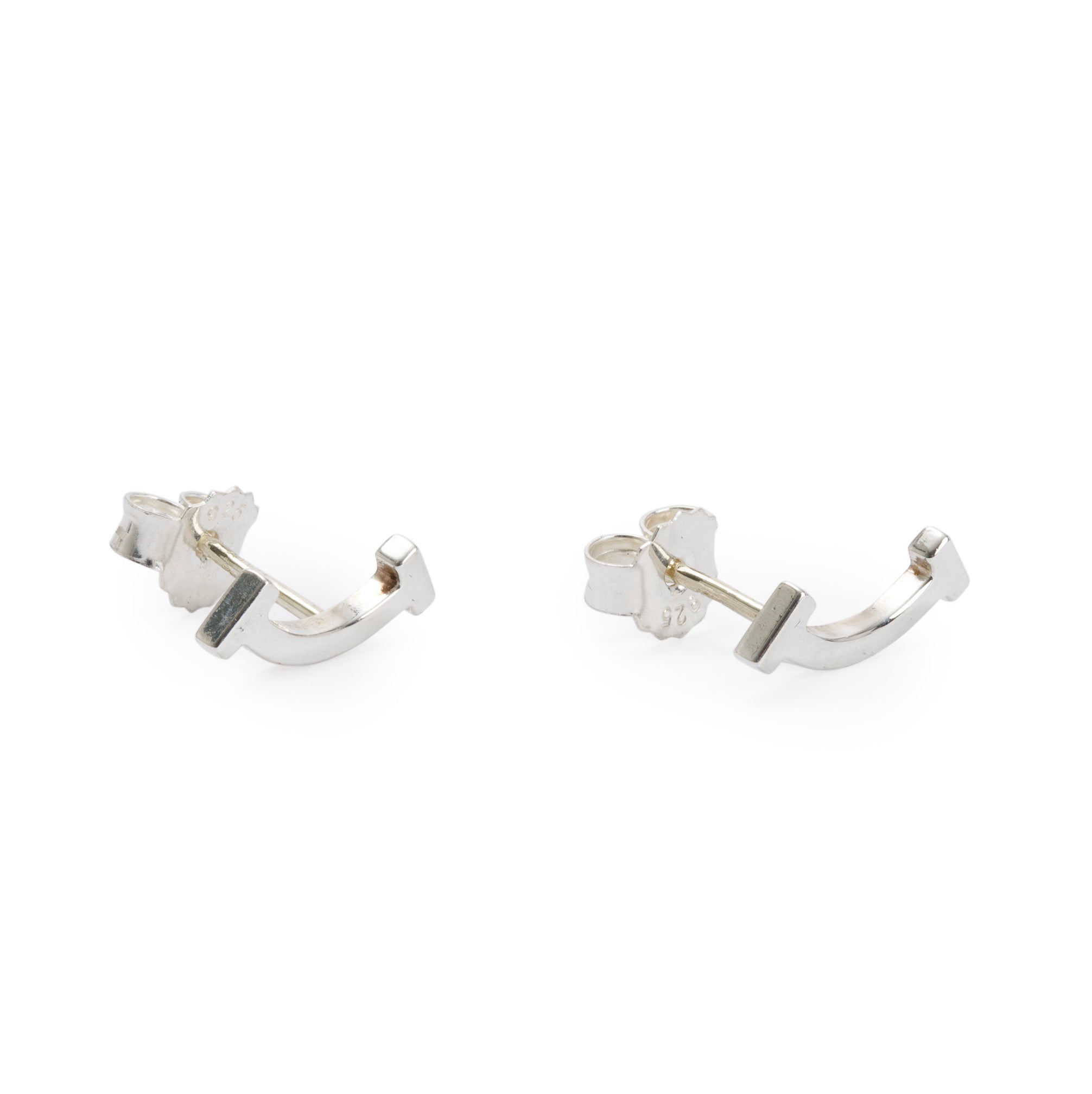 Tiffany & Co. Sterling Silver T Smile Stud Earrings