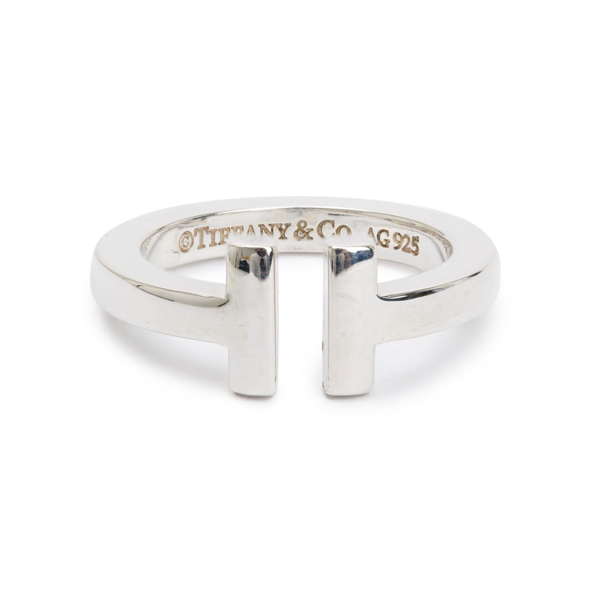 Tiffany & Co. Sterling Silver T Square Ring, Size 5