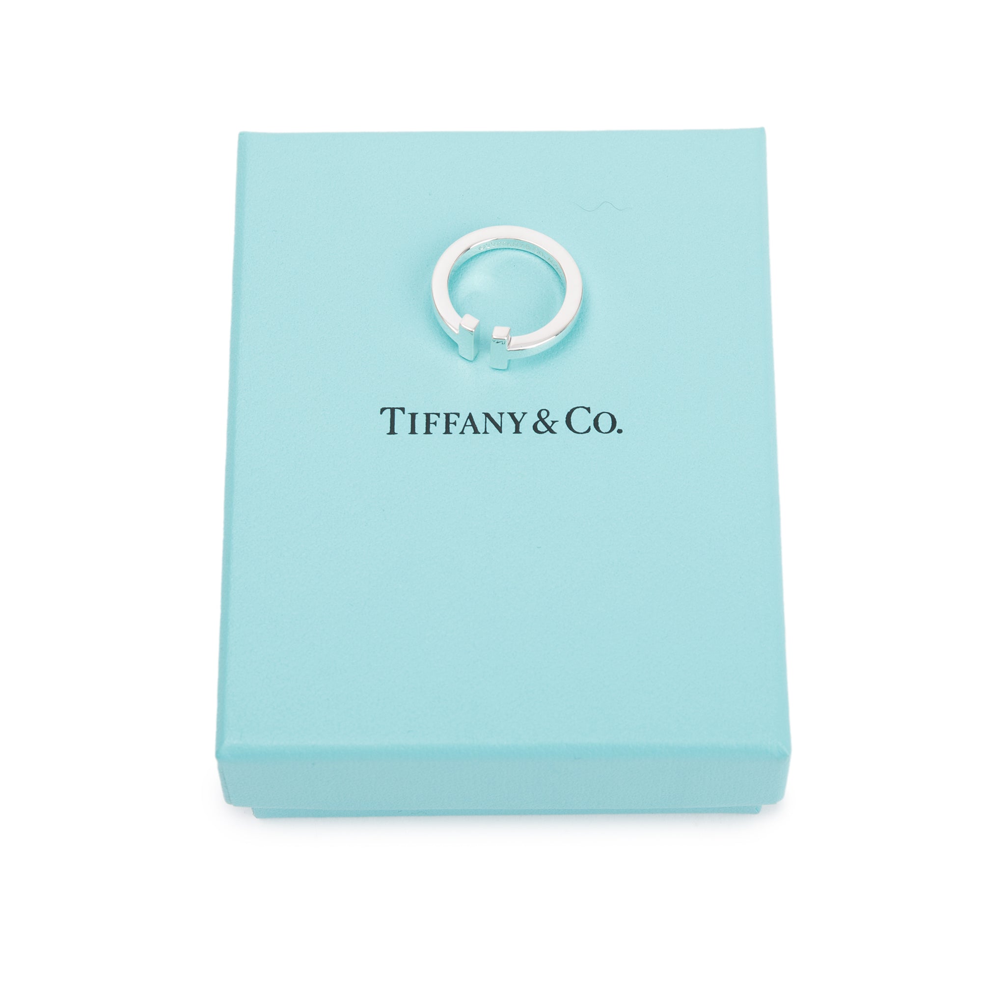 Tiffany & Co. Sterling Silver T Square Ring, Size 6 w/ Box