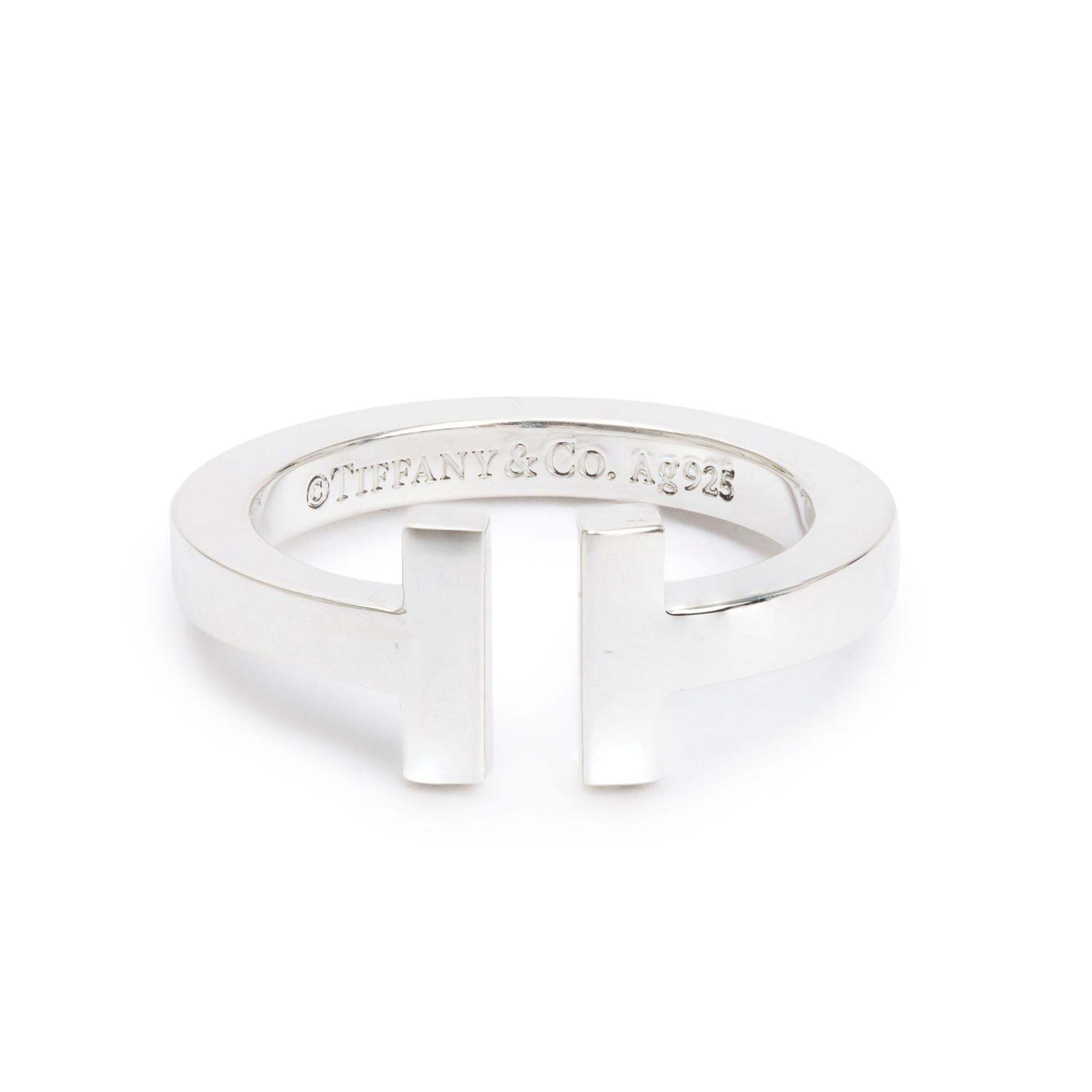 Tiffany & Co. Sterling Silver T Square Ring, Size 6