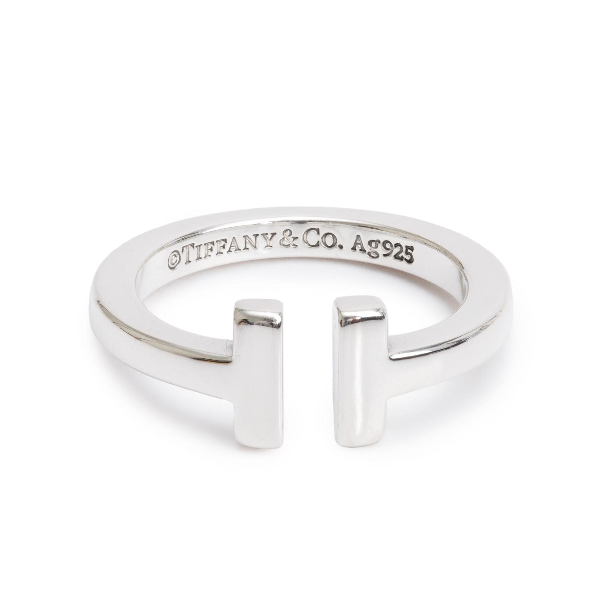 Tiffany & Co. Sterling Silver T Square Ring, Size 6.5