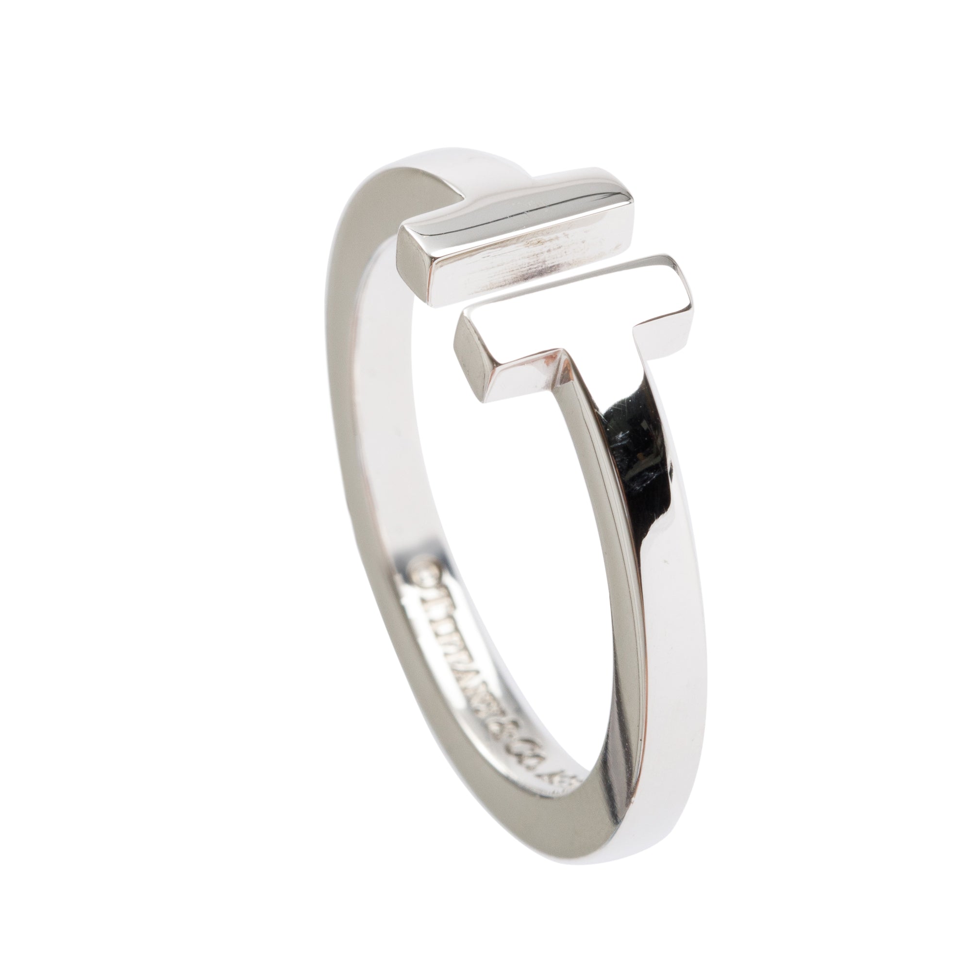 Tiffany & Co. Sterling Silver T Square Ring, Size 9.25