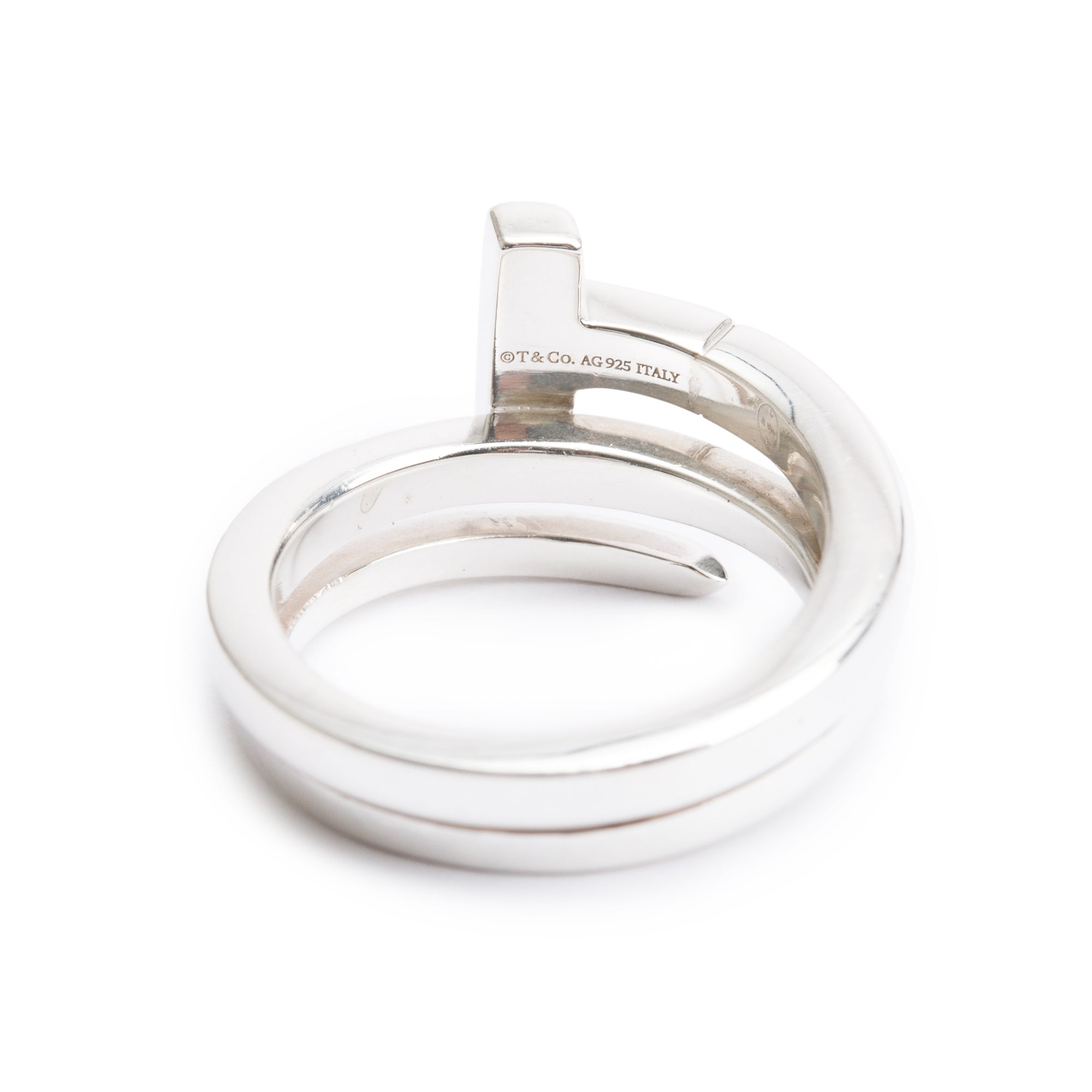 Tiffany & Co. Sterling Silver T Square Wrap Ring, Size 4.75