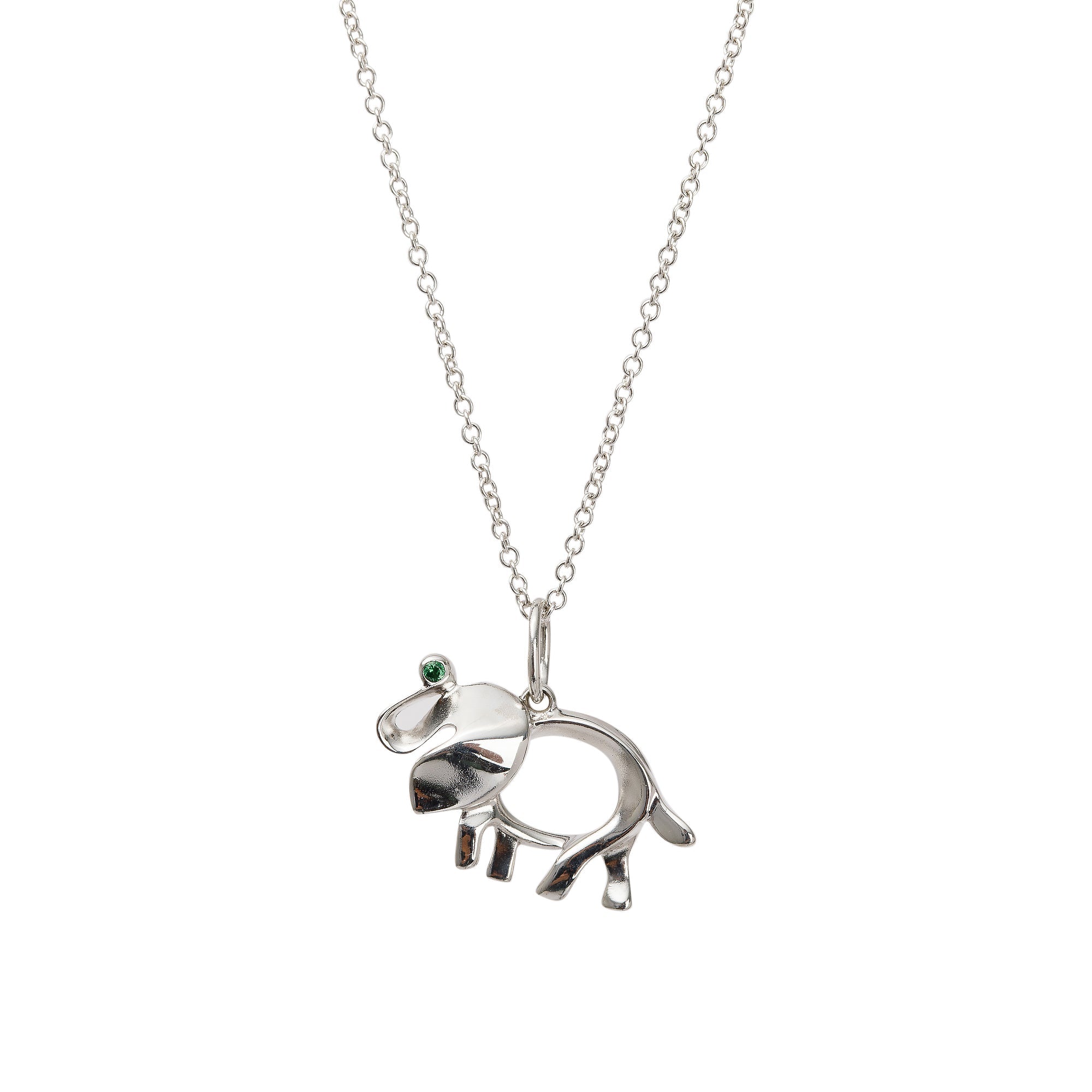 Tiffany & Co. Sterling Silver Tsavorite Save the Wilde Elephant Pendant Necklace