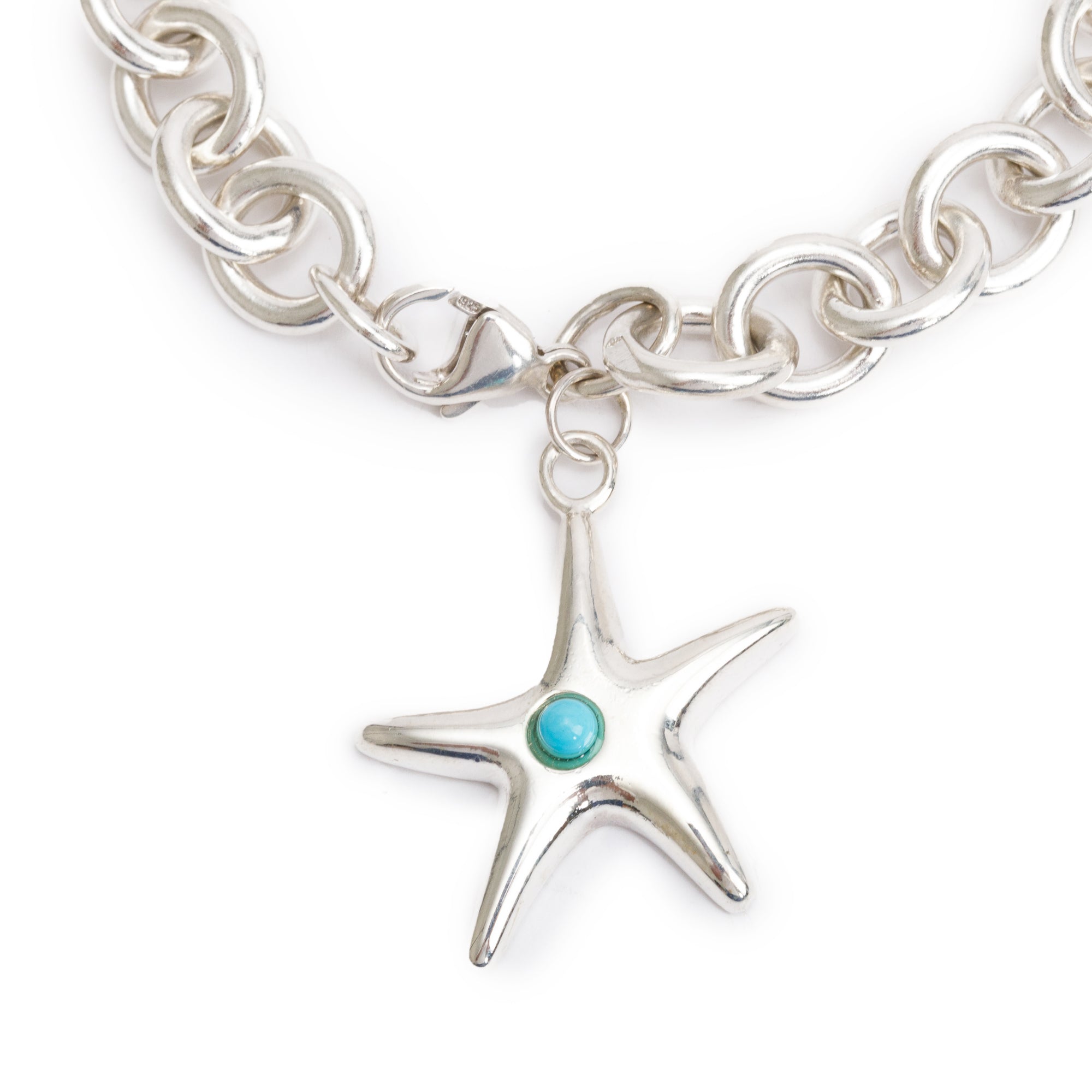 Tiffany & Co. Sterling Silver Turquoise Starfish Charm Bracelet