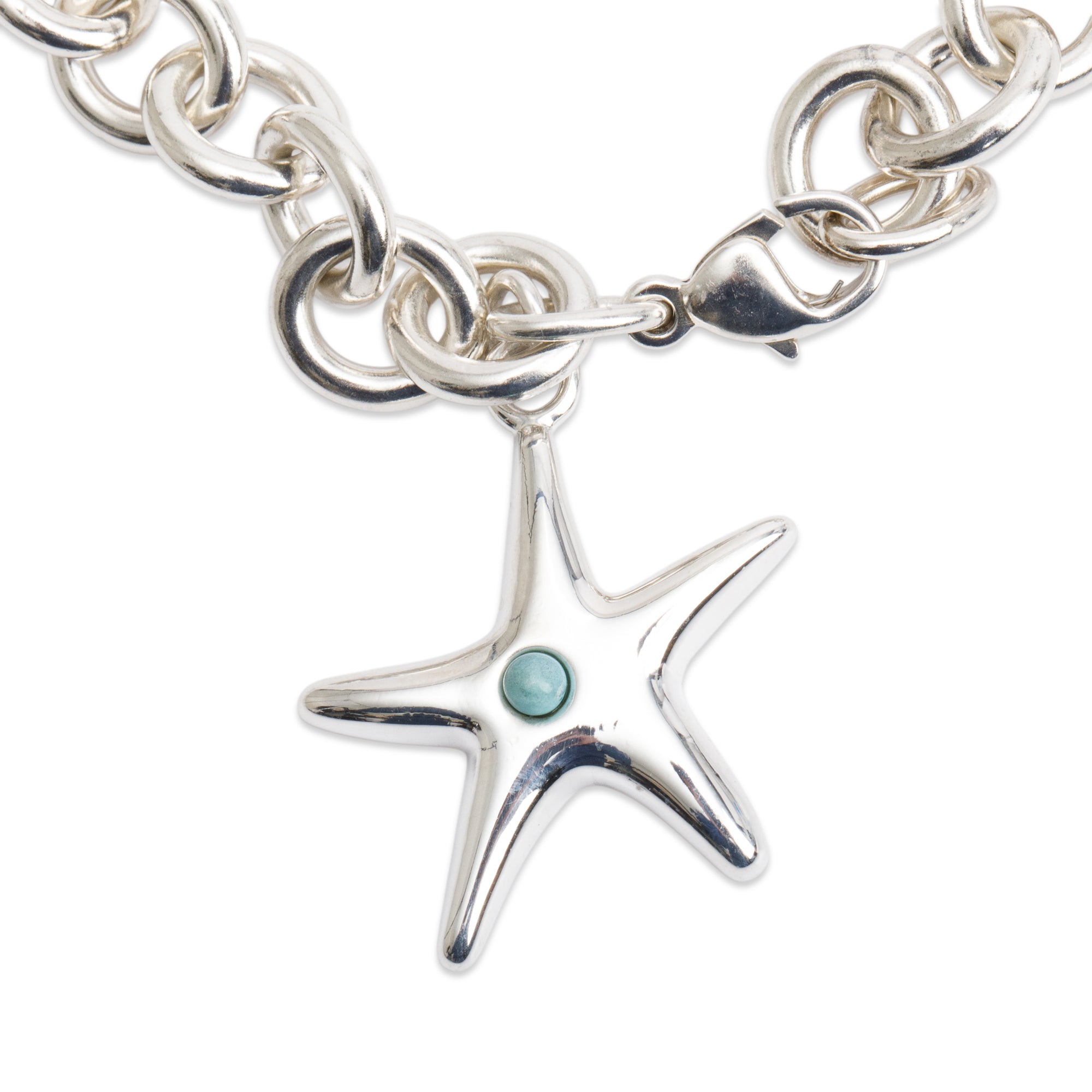Tiffany & Co. Sterling Silver Turquoise Starfish Charm Bracelet