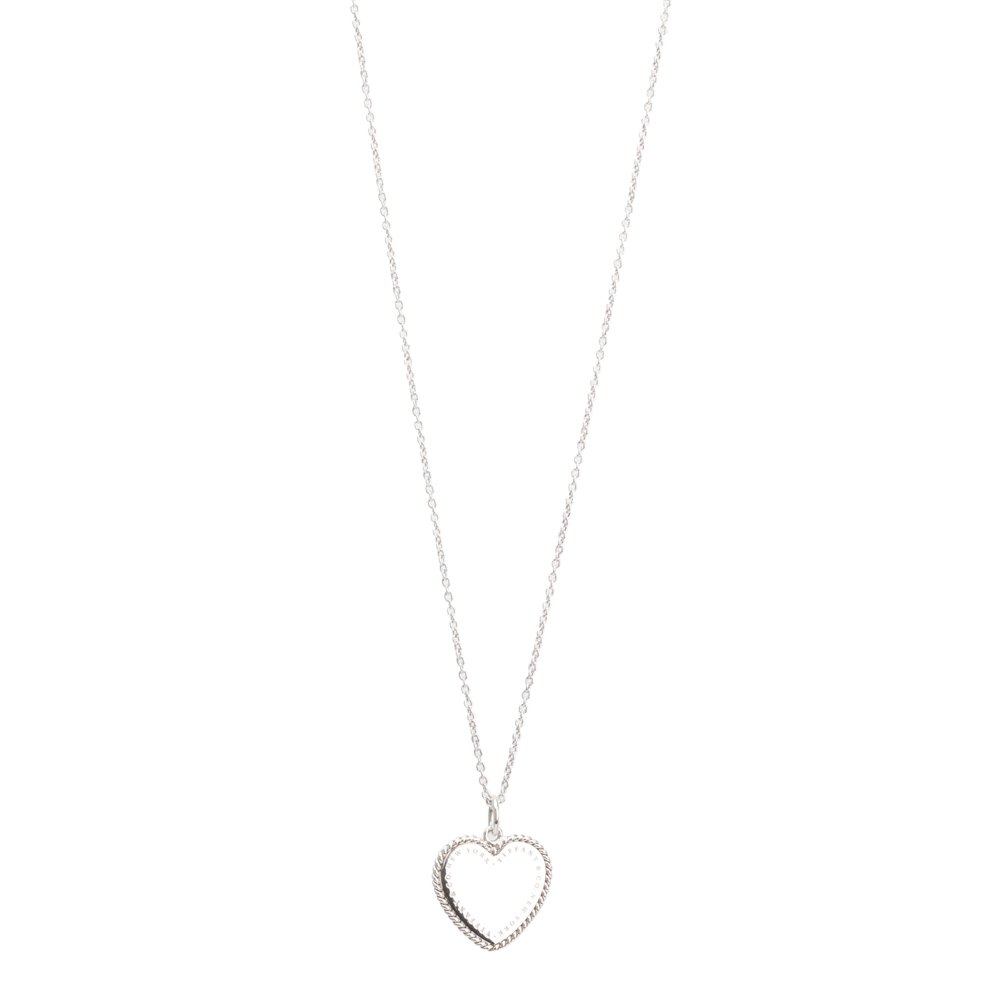 Tiffany & Co. Sterling Silver Twist Heart Charm Necklace