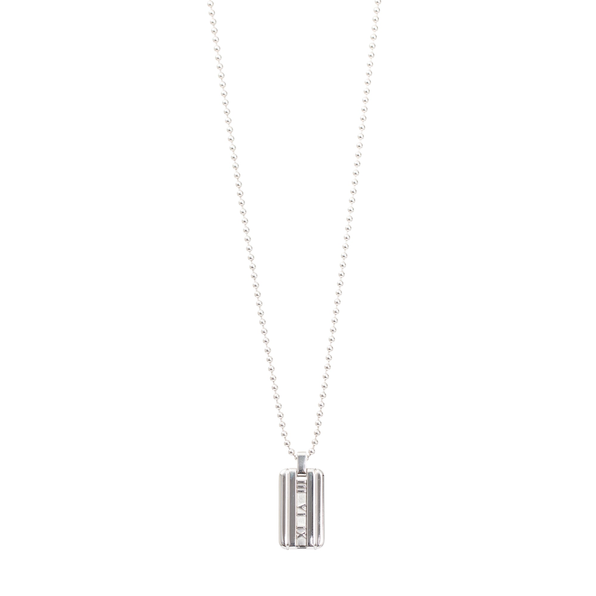 Tiffany & Co. Sterling Silver Vintage Atlas Dog Tag Pendant Necklace