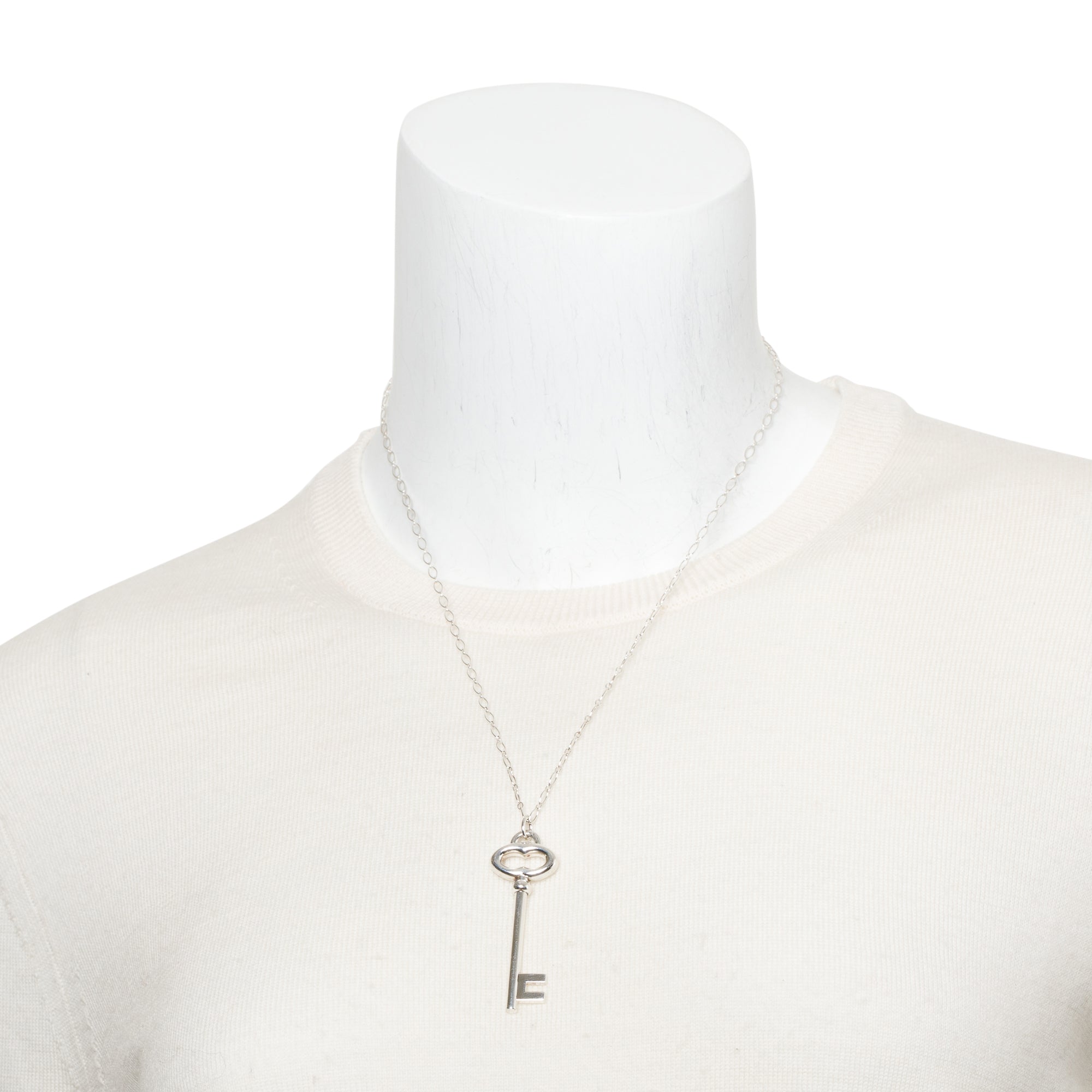 Tiffany & Co. Sterling Silver Vintage Oval Key Pendant Necklace