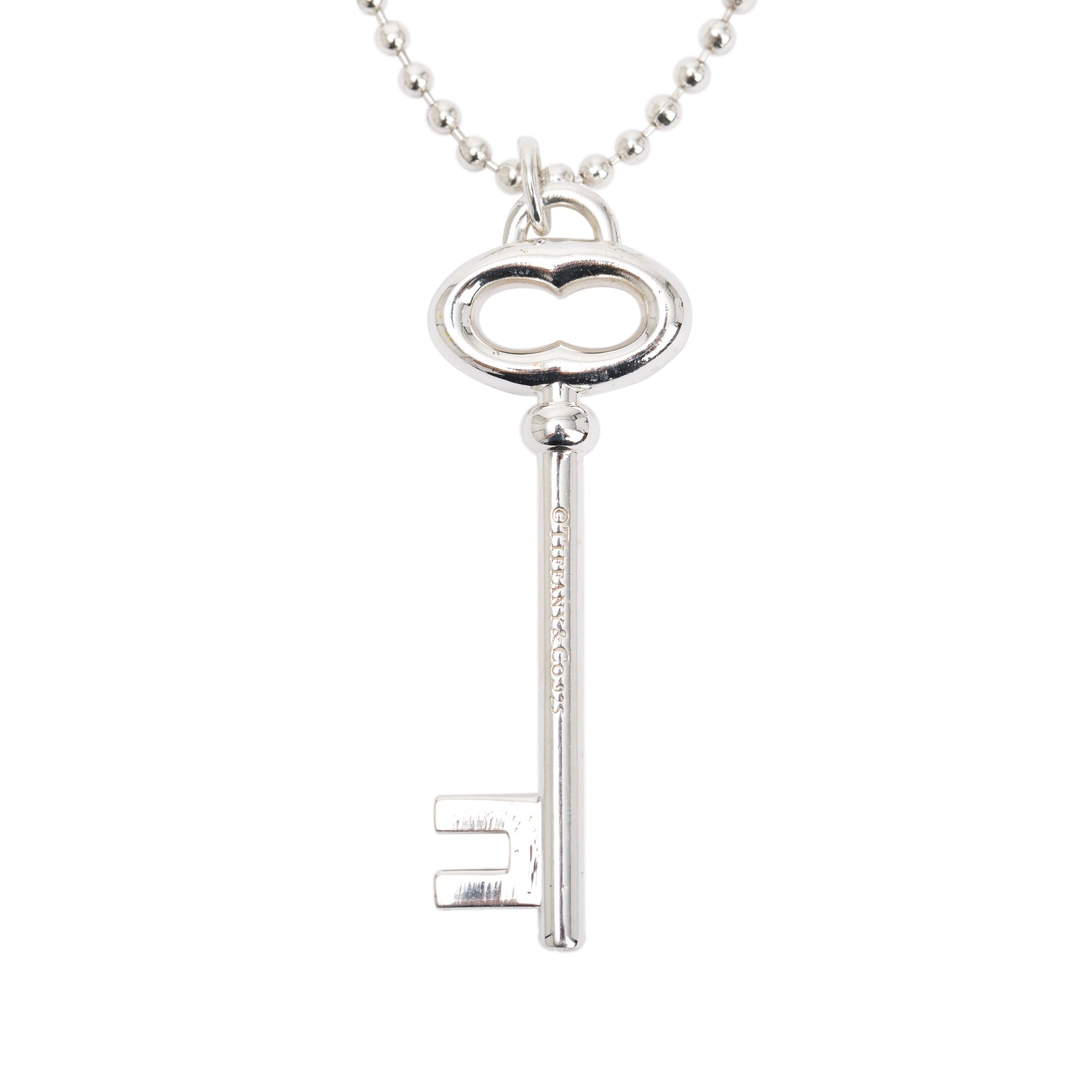 Tiffany & Co. Sterling Silver Vintage Oval Key Pendant Necklace
