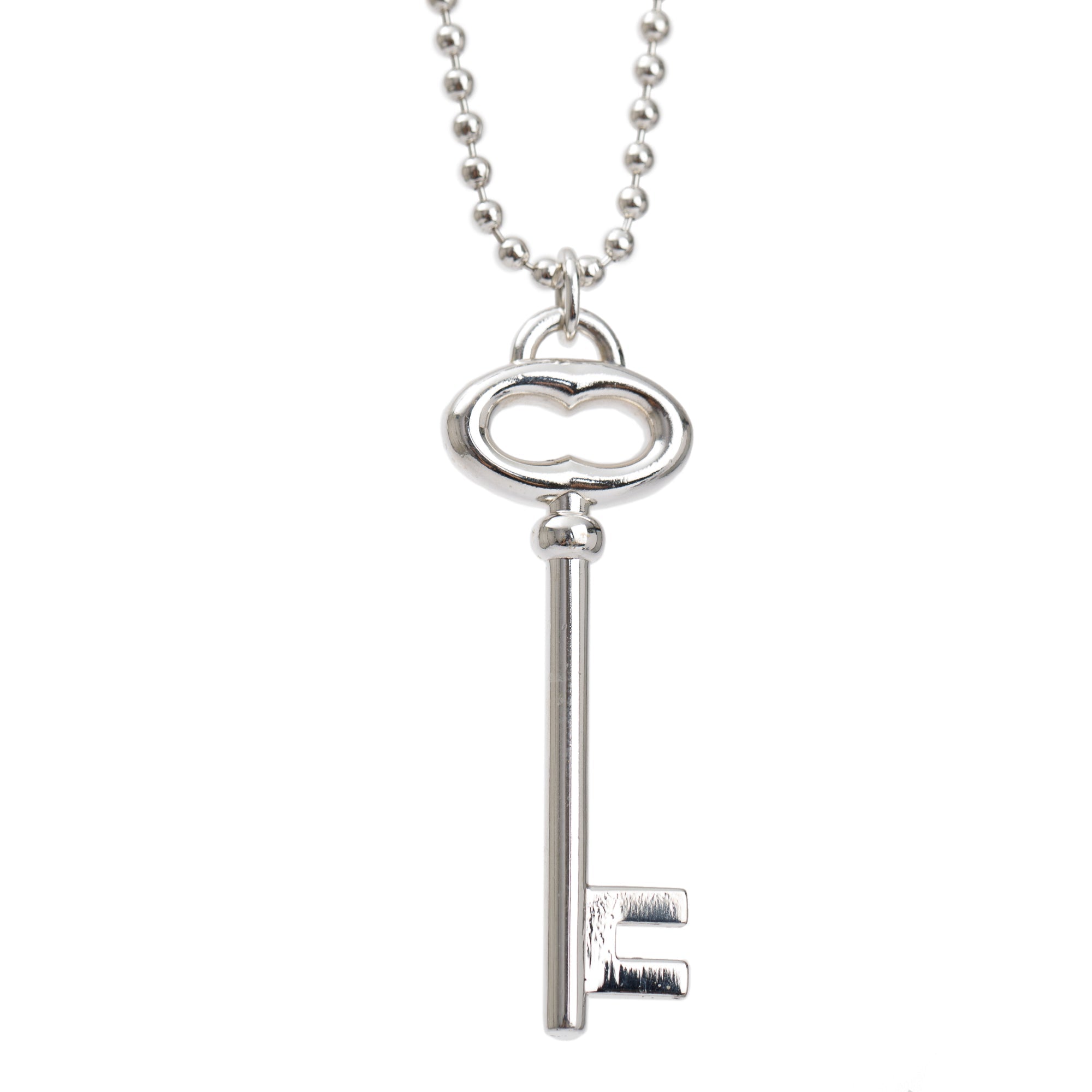 Tiffany & Co. Sterling Silver Vintage Oval Key Pendant Necklace