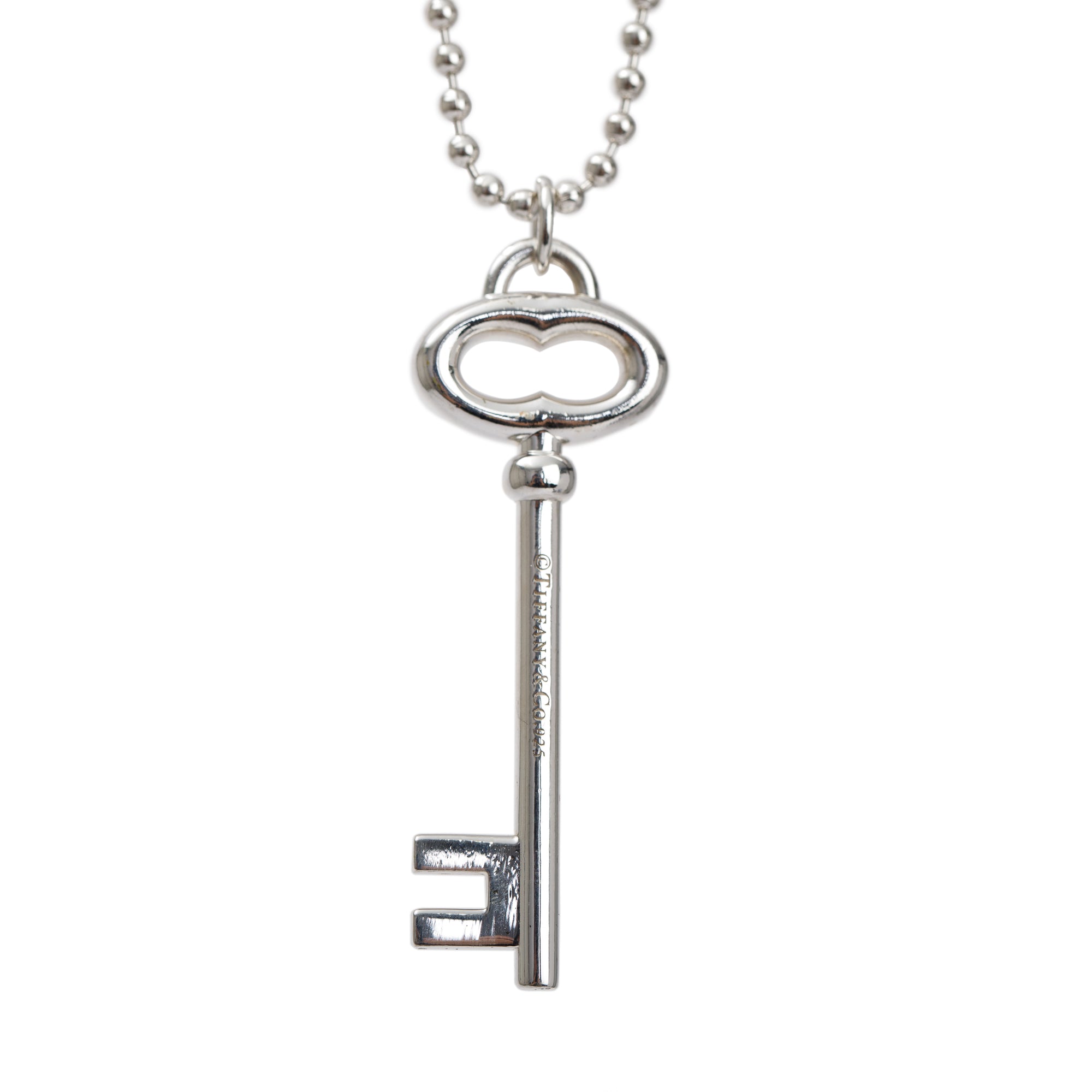 Tiffany & Co. Sterling Silver Vintage Oval Key Pendant Necklace