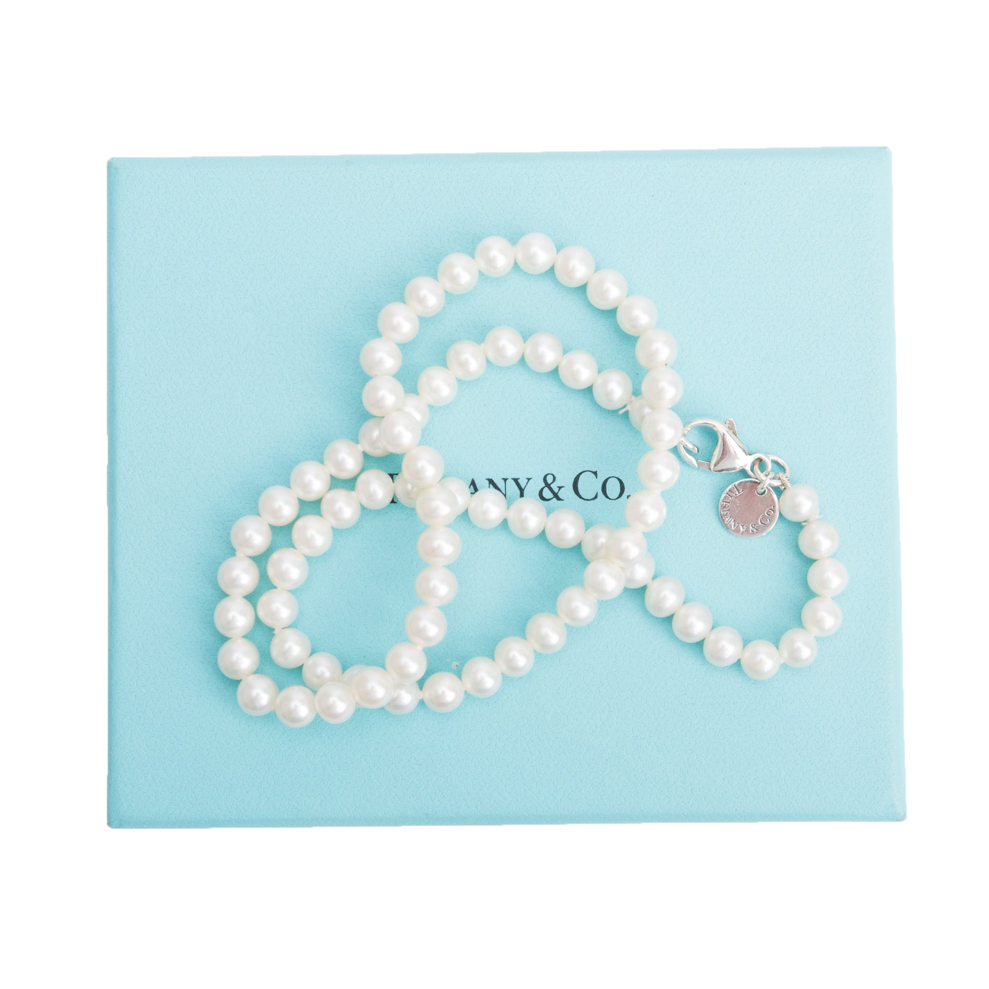 Tiffany & Co. Sterling Silver Ziegfeld 5-6 MM Pearl Necklace w/ Box