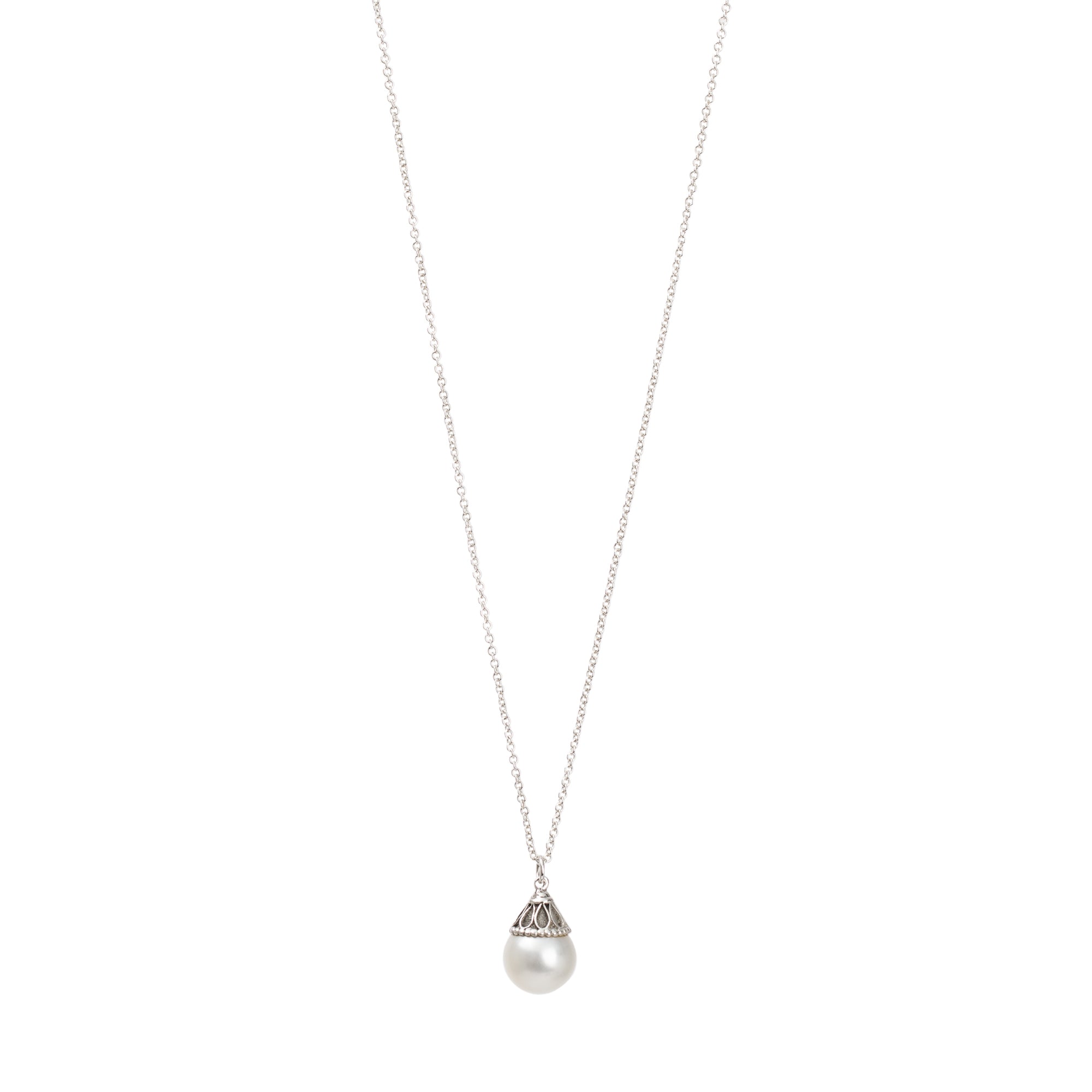 Tiffany & Co. Sterling Silver Ziegfeld 9MM Pearl Pendant Necklace