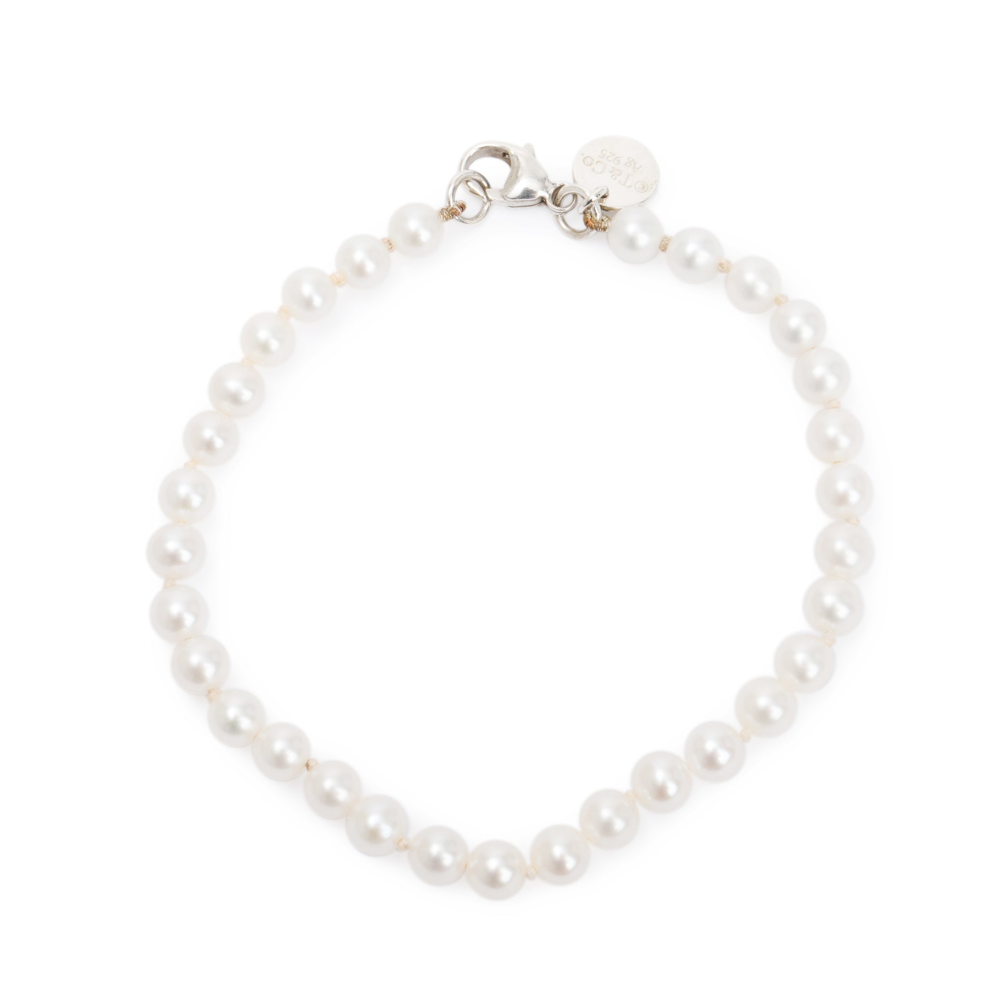 Tiffany & Co. Sterling Silver Ziegfeld Collection 5MM Pearl Bracelet