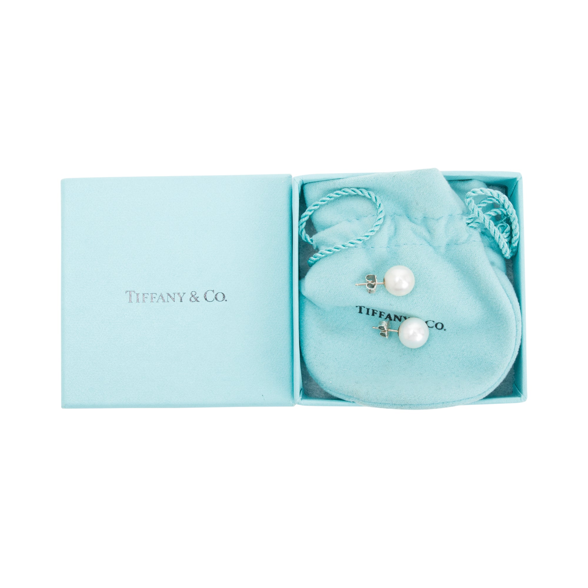 Tiffany & Co. Sterling Silver Ziegfeld Collection 9-10 MM Pearl Earrings w/ Box
