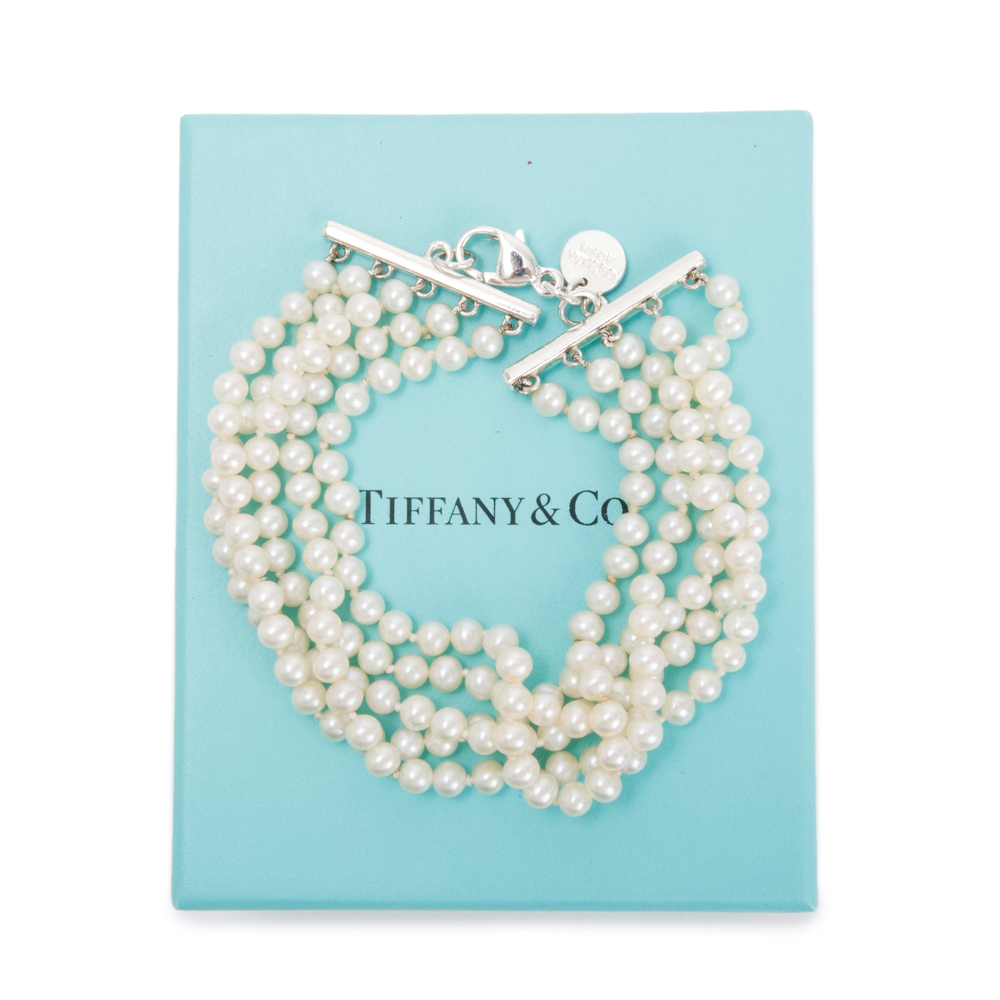 Tiffany & Co. Sterling Silver Ziegfeld Five-Strand Pearl Bracelet w/ Box