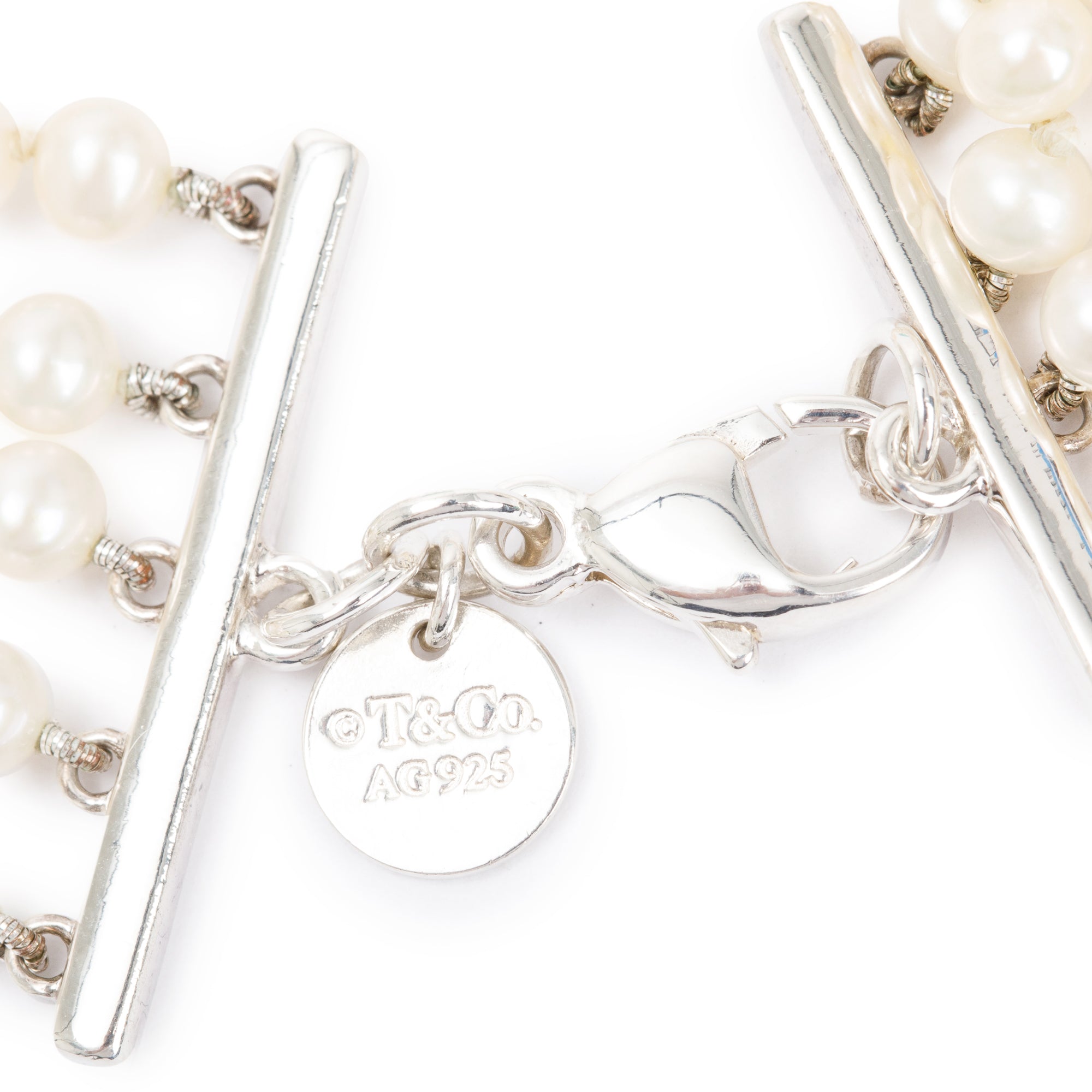 Tiffany & Co. Sterling Silver Ziegfeld Five-Strand Pearl Bracelet w/ Box