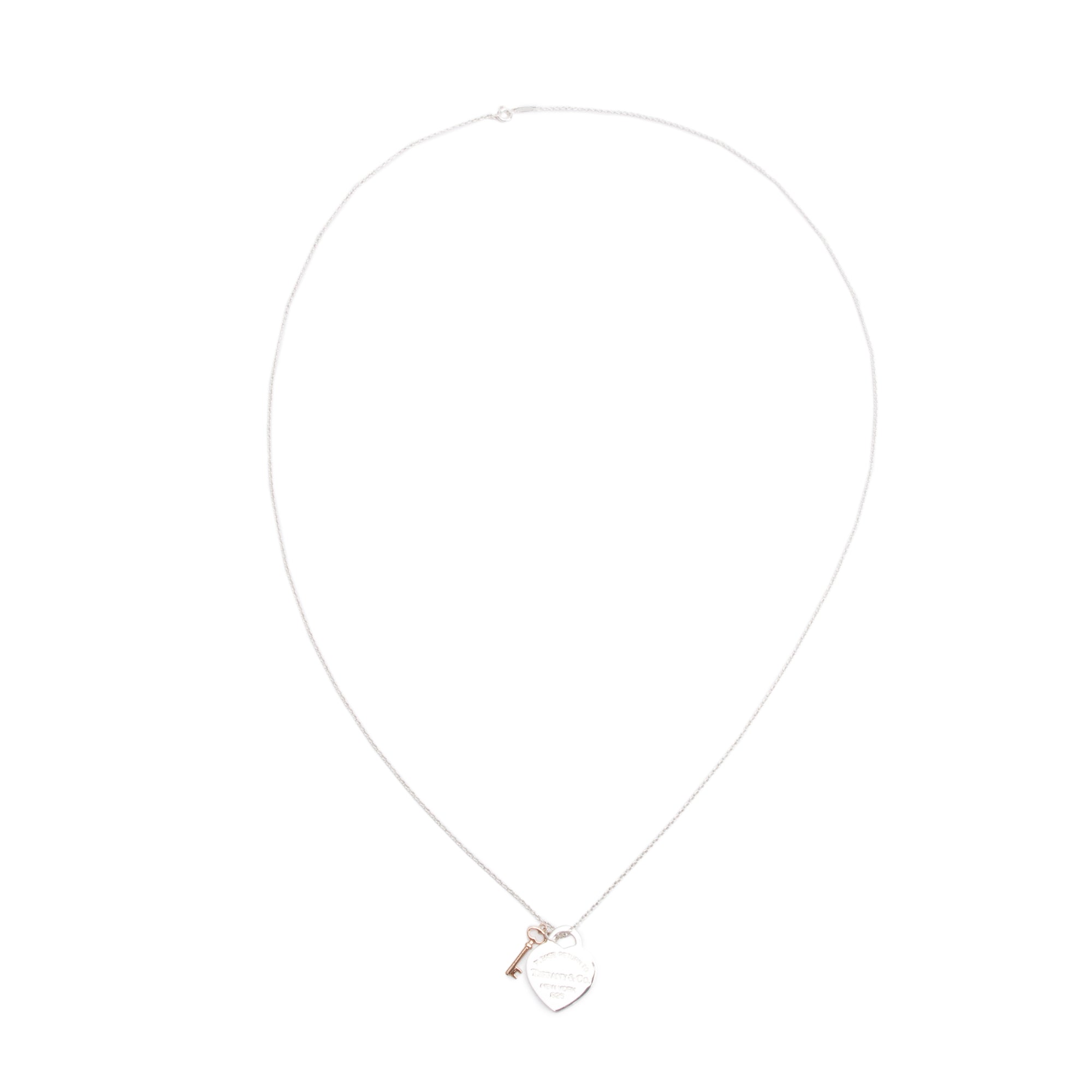 Tiffany & Co. Sterling Silver and Rubedo Metal Return to Tiffany Medium Heart Tag and Key Pendant Necklace