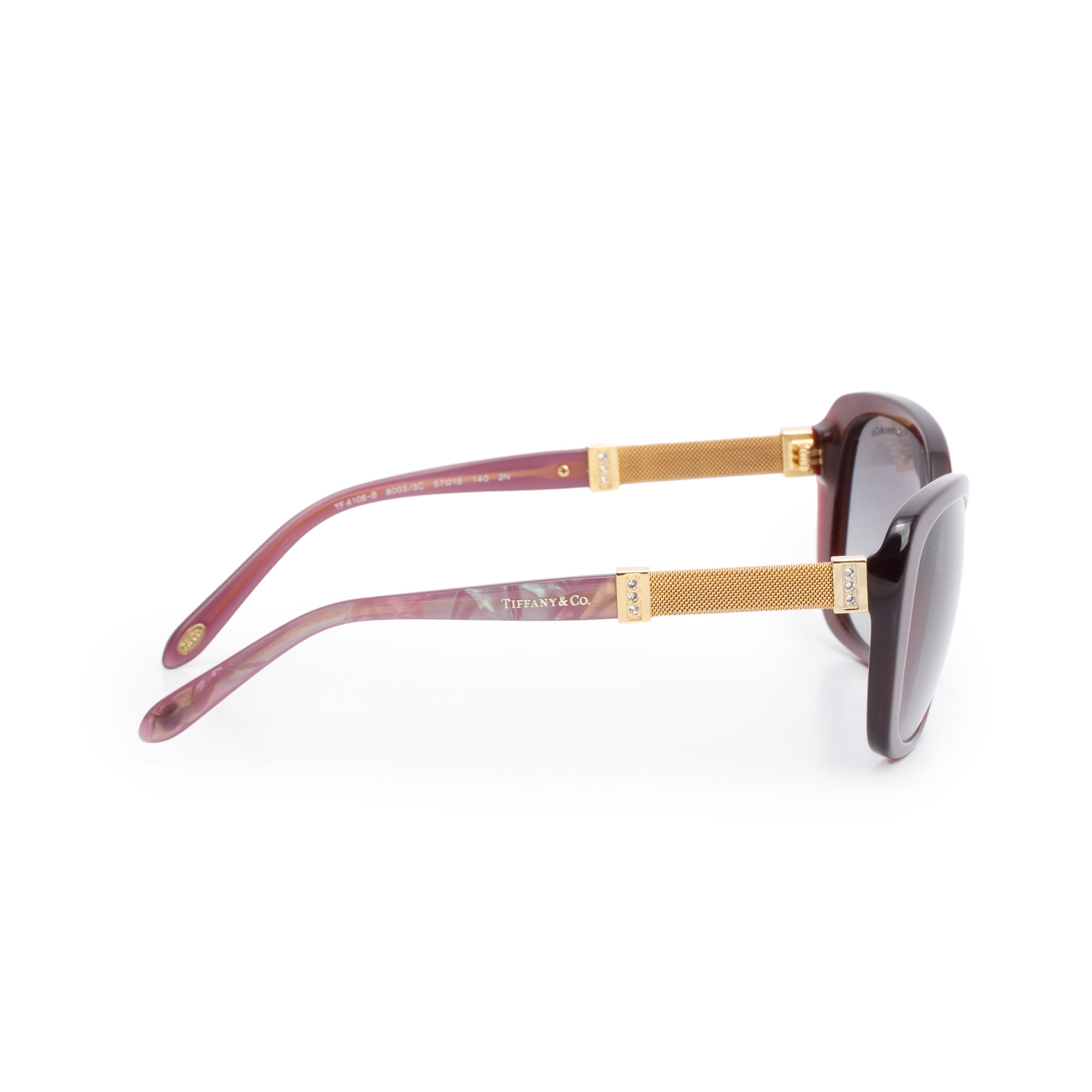 Tiffany & Co. TF 4106-B Burgundy Acetate Crystal Mesh Cat-Eye Sunglasses w/ Case