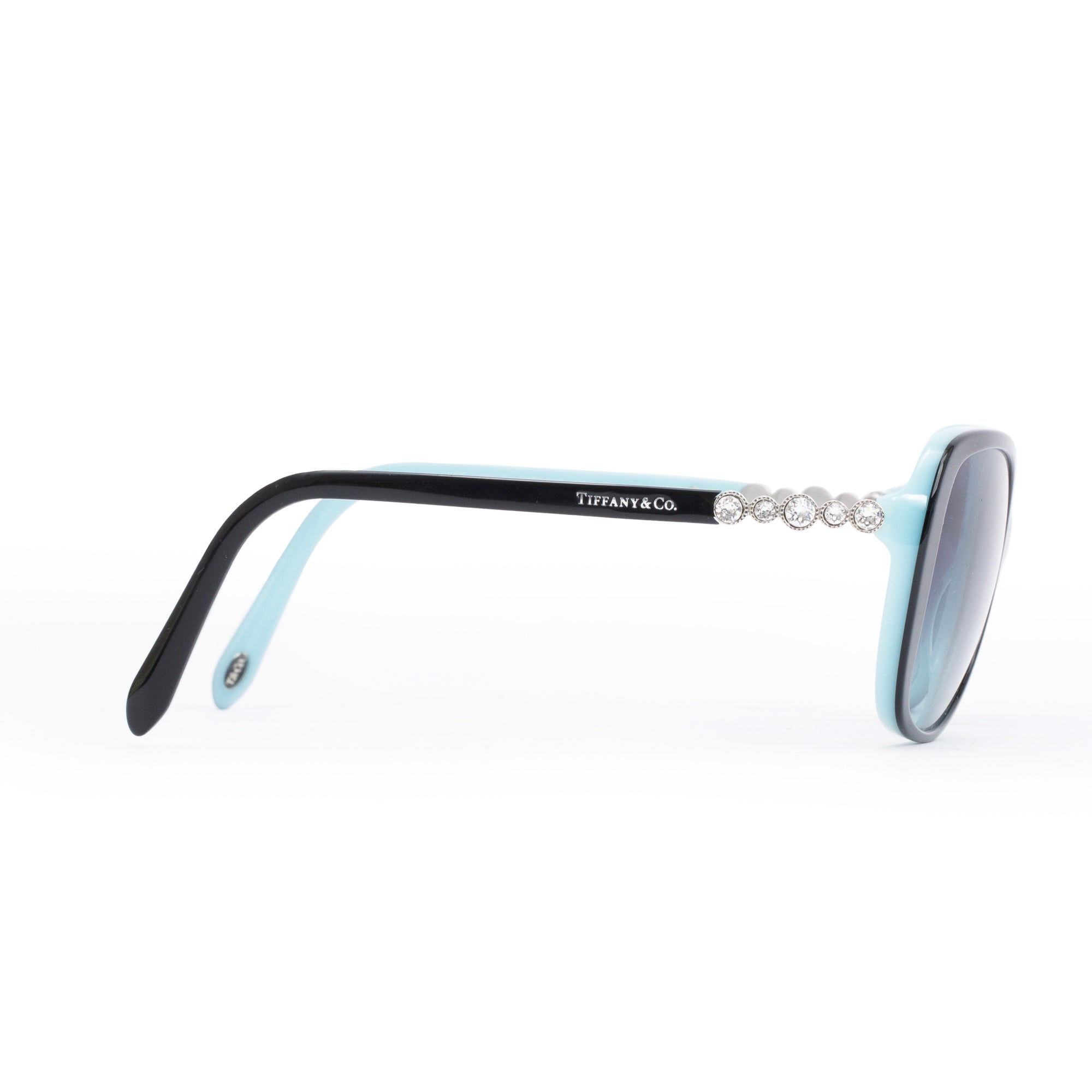 Tiffany & Co. TF 4121-B Black & Tiffany Blue Acetate Crystal Gradient Sunglasses w/ Box & Case