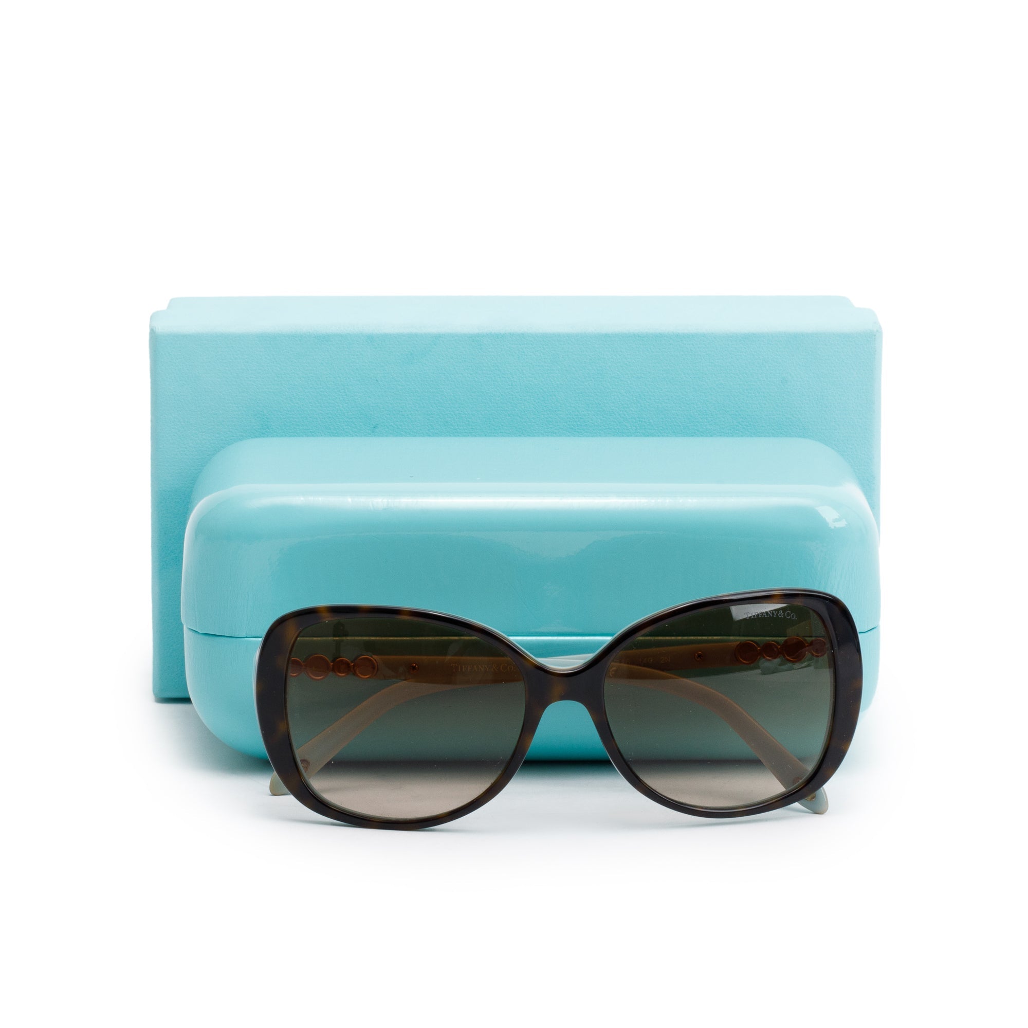 Tiffany & Co. TF 4121-B Havana & Tiffany Blue Acetate Crystal Jazz Gradient Sunglasses w/ Box & Case